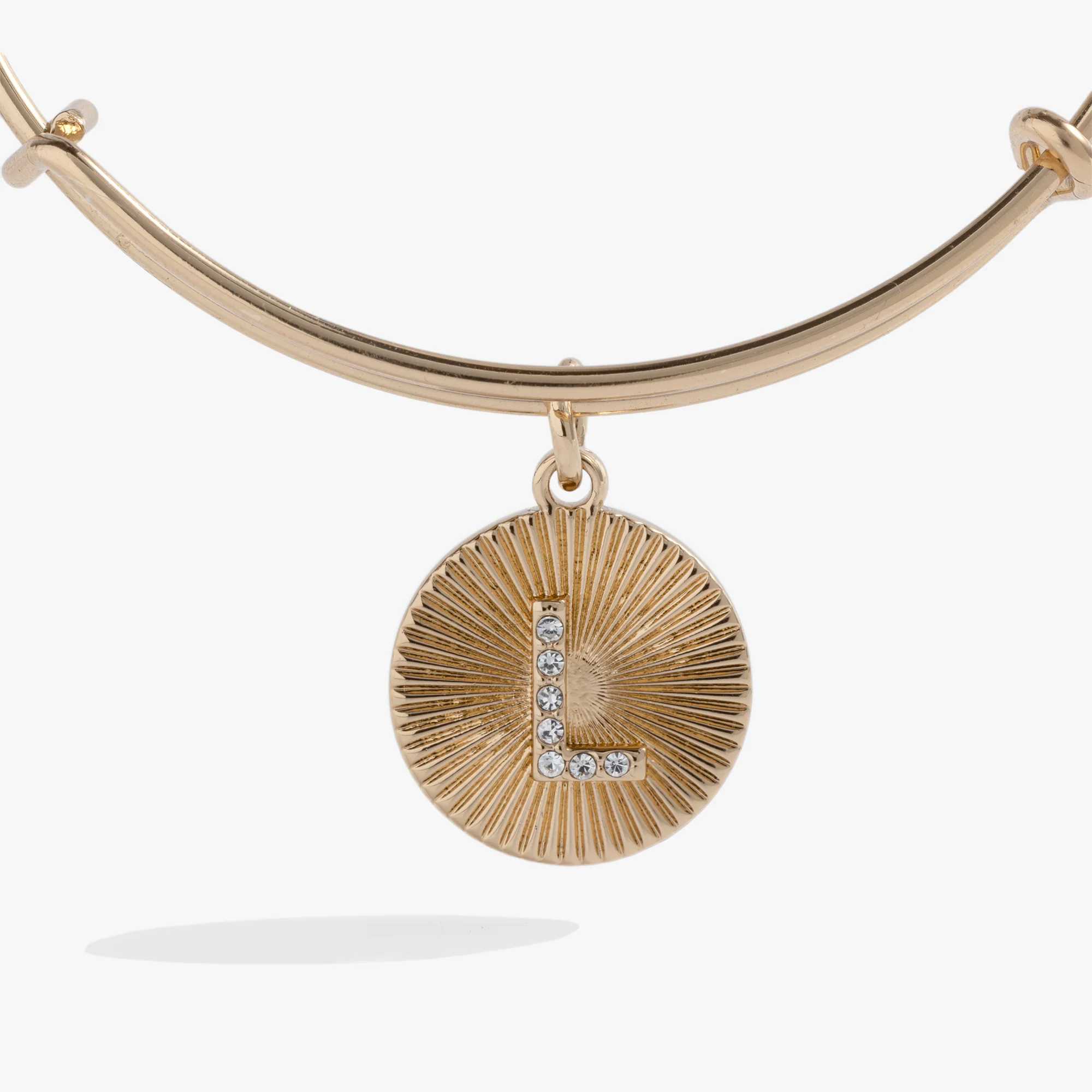 Initial L Pave Starburst Texture Bangle - Image 2
