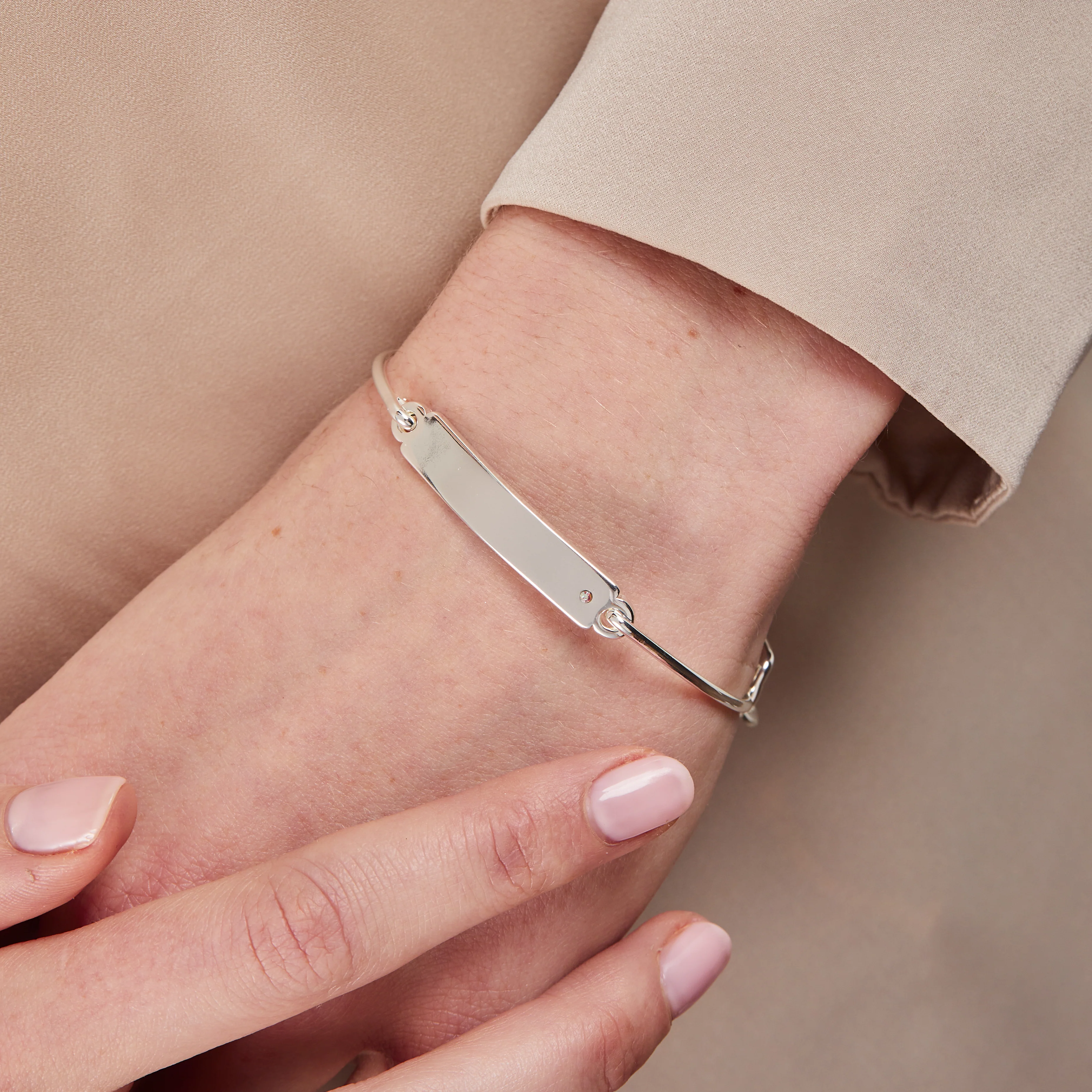 Inline Bar Bangle with Crystal Accent - Image 2