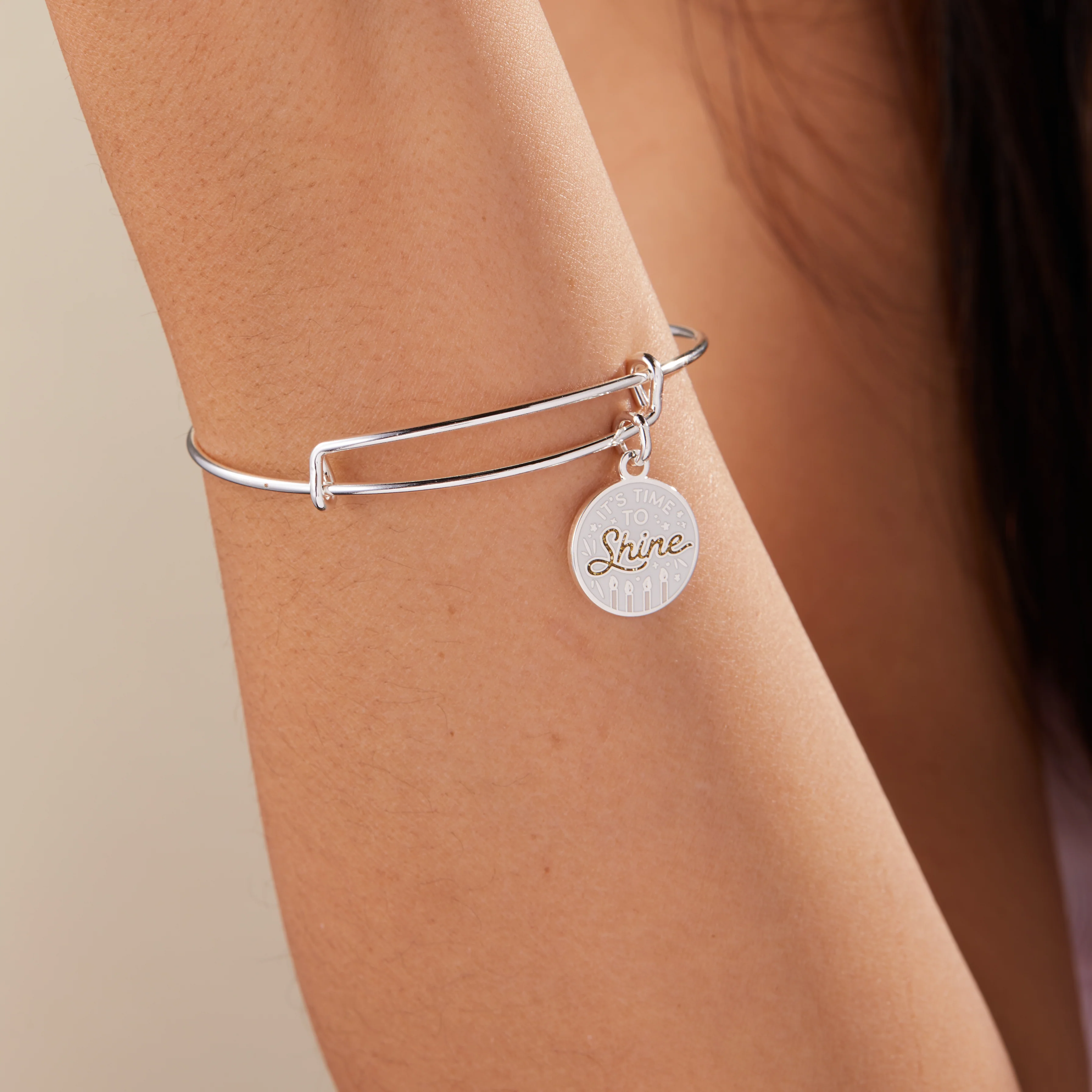 'It's Time To Shine' Birthday Charm Bangle Bracelet - Image 3