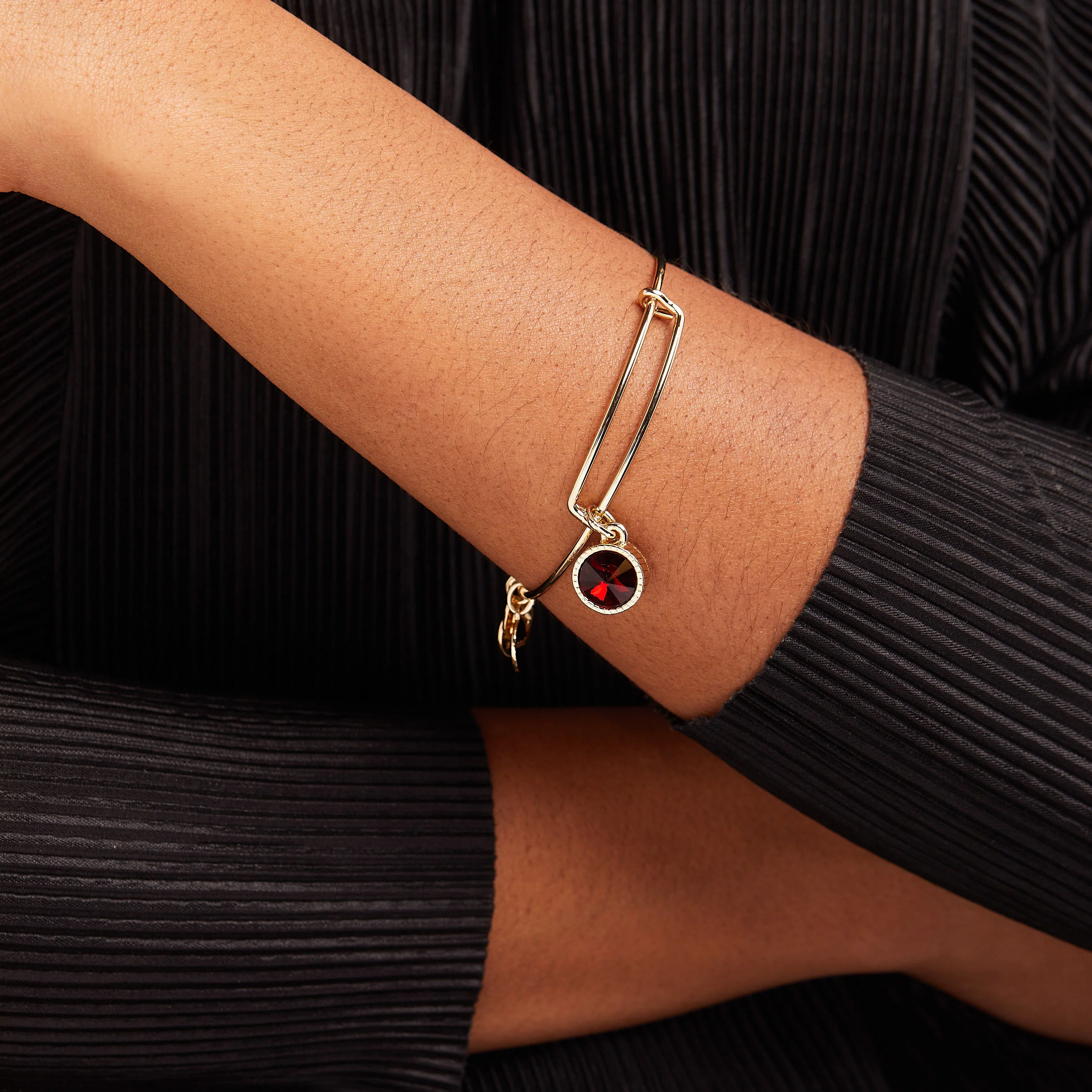January Birthstone Charm Bangle, Scarlet - Image 5