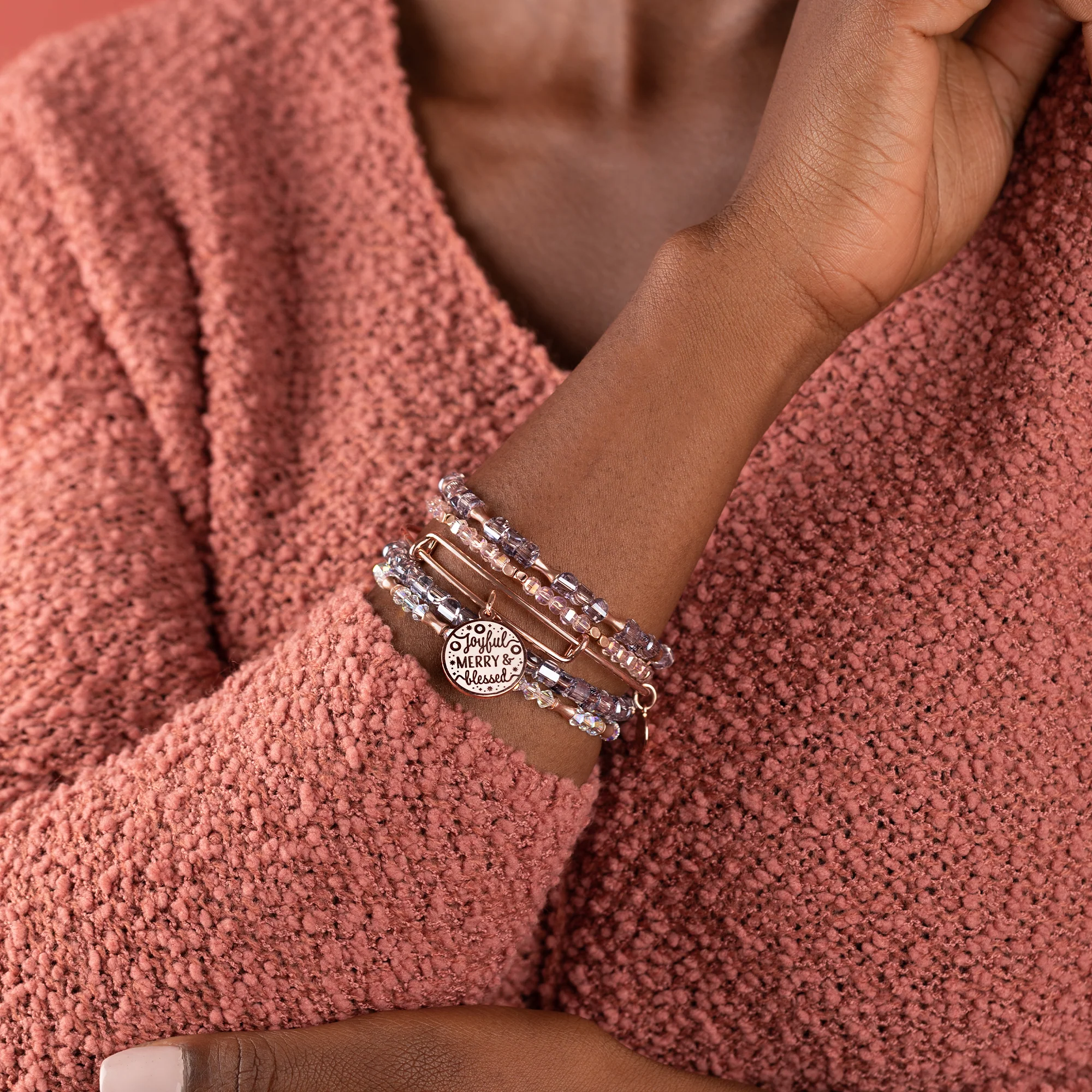 'Joyful, Merry & Blessed' Bracelets, Set of 5 - Image 6