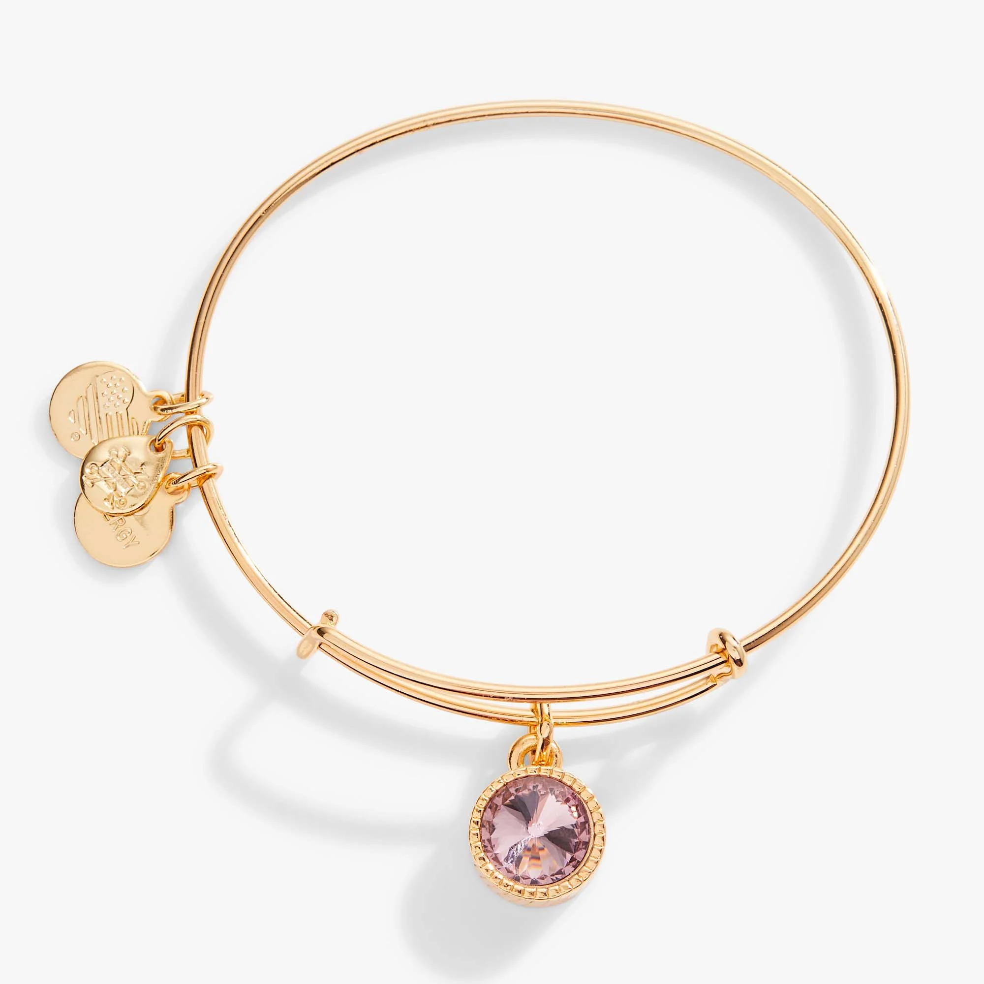 June Birthstone Charm Bangle, Light Amethyst - Image 4