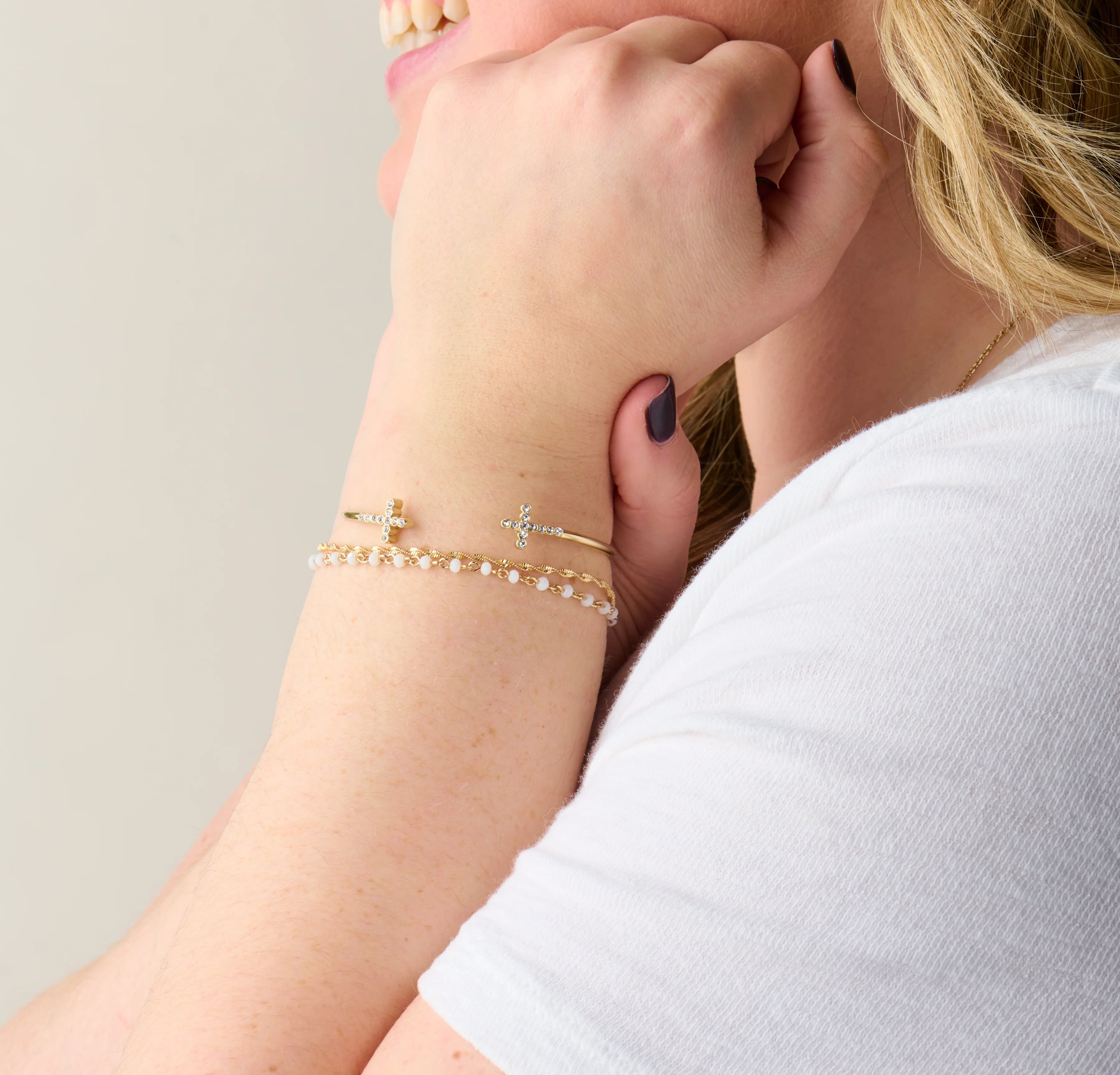 Layered Beaded and Chain Bracelet, Adjustable - Image 6