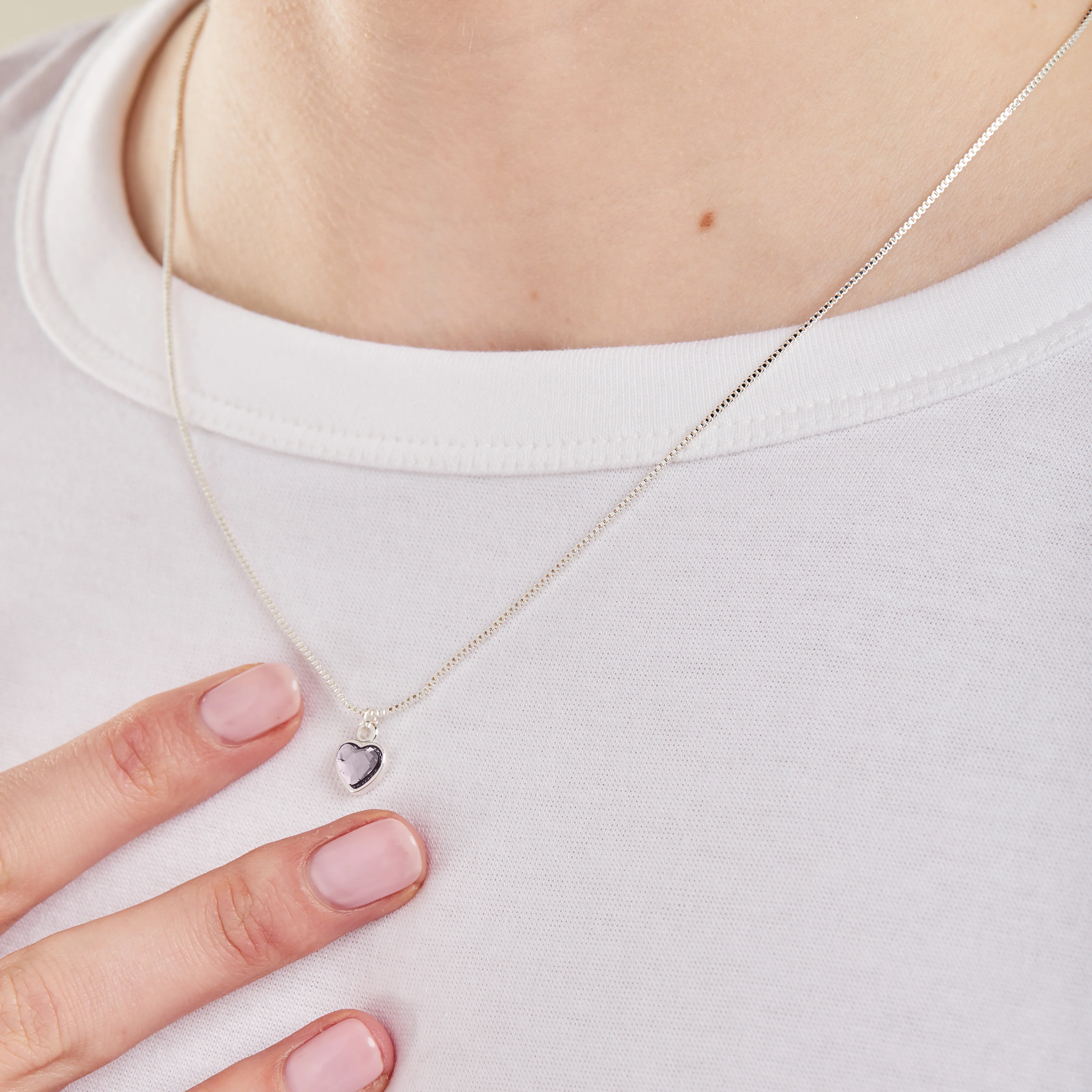 June Birthstone Light Amethyst Heart Necklace - Image 5
