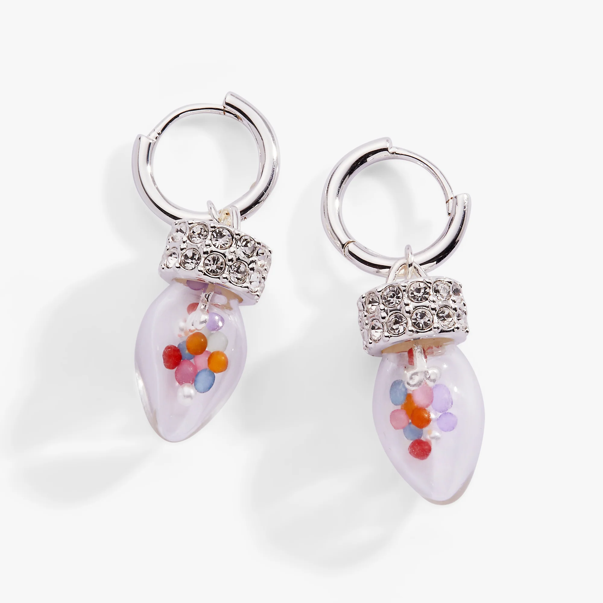 Christmas Light Bulb Shaker Huggie Hoop Earrings - Image 4