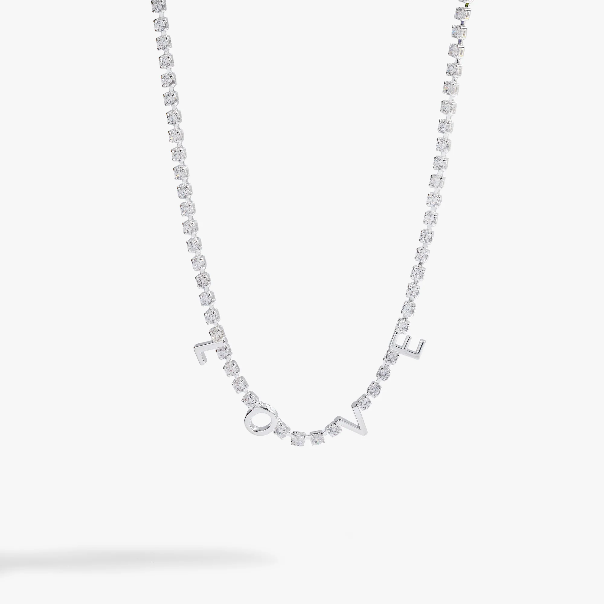 "Love" Crystal Tennis Necklace - Image 2