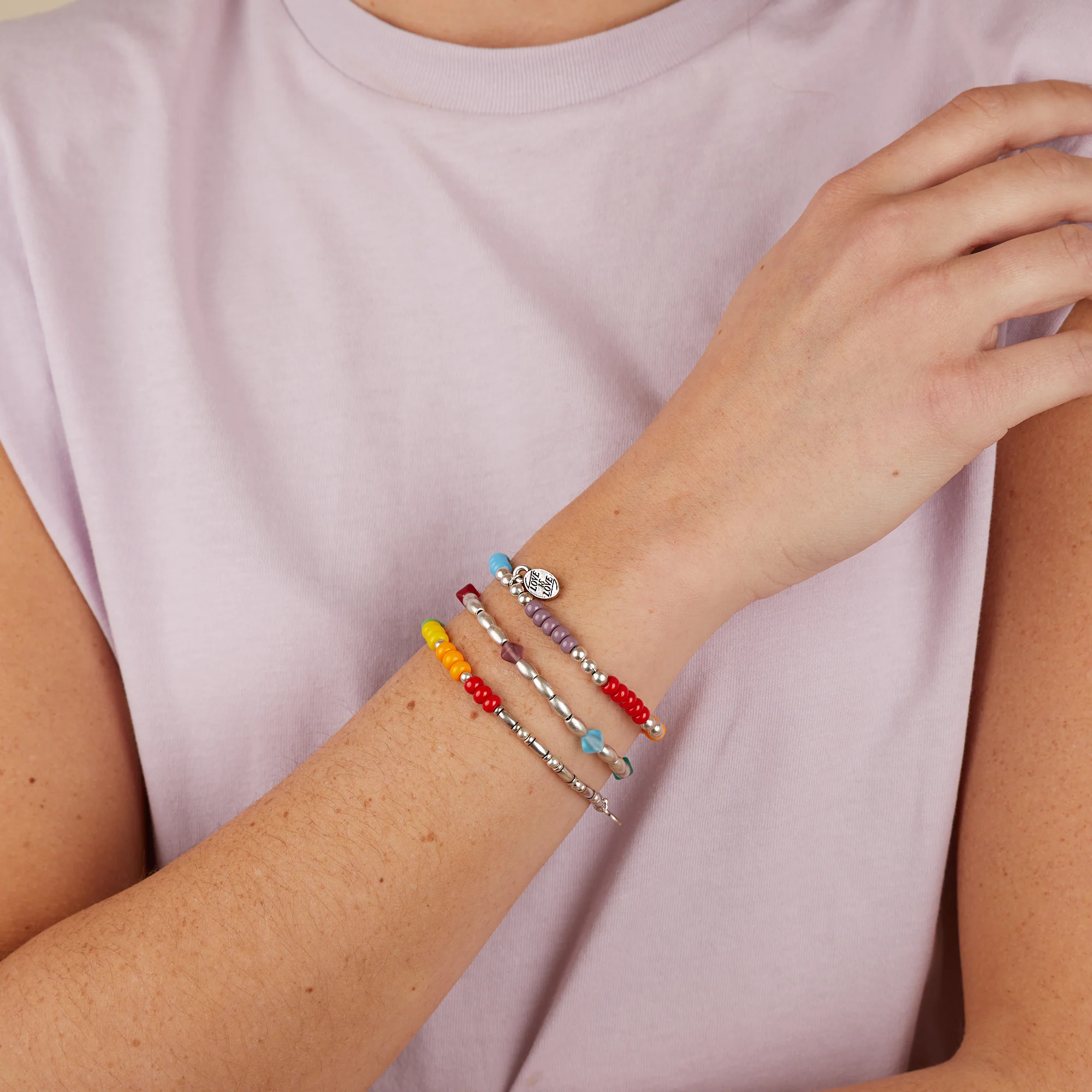 'Love is Love' Stretch Bracelet, Set of 3 - Image 3
