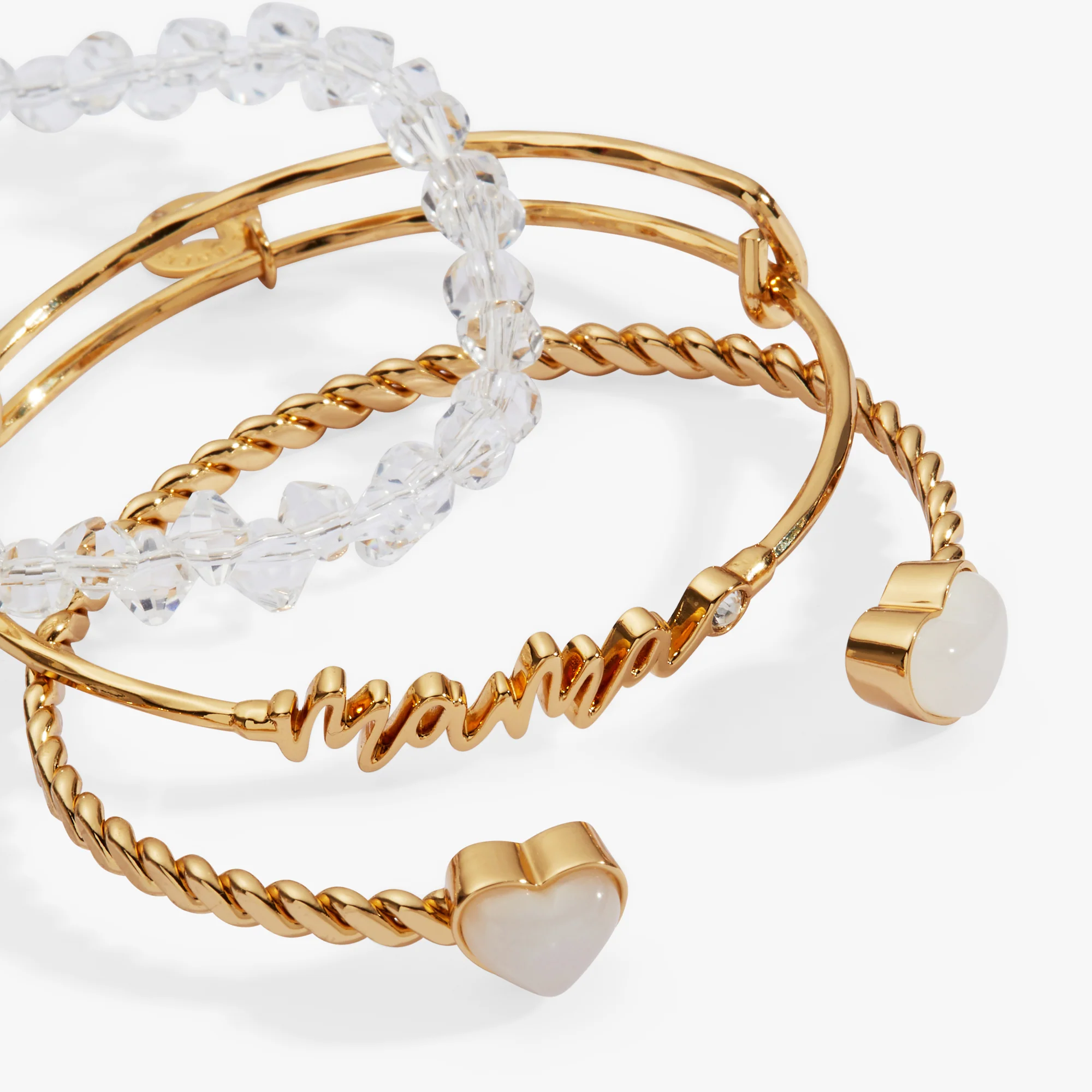 'Mama' Gold Beaded Bangle Set of 3 - Image 2