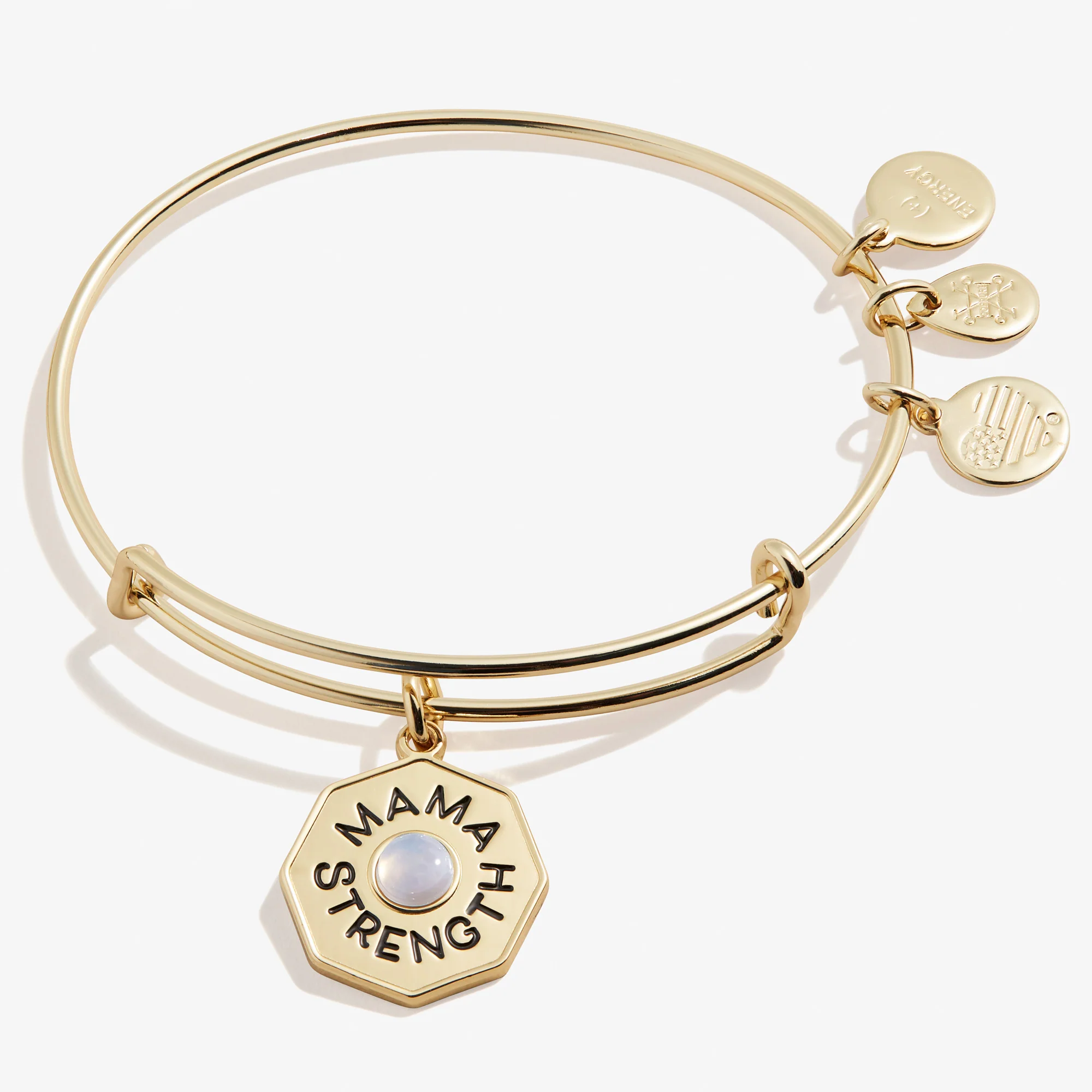 'Mama, Strength' Blue Lace Agate Charm Bangle Bracelet - Image 5