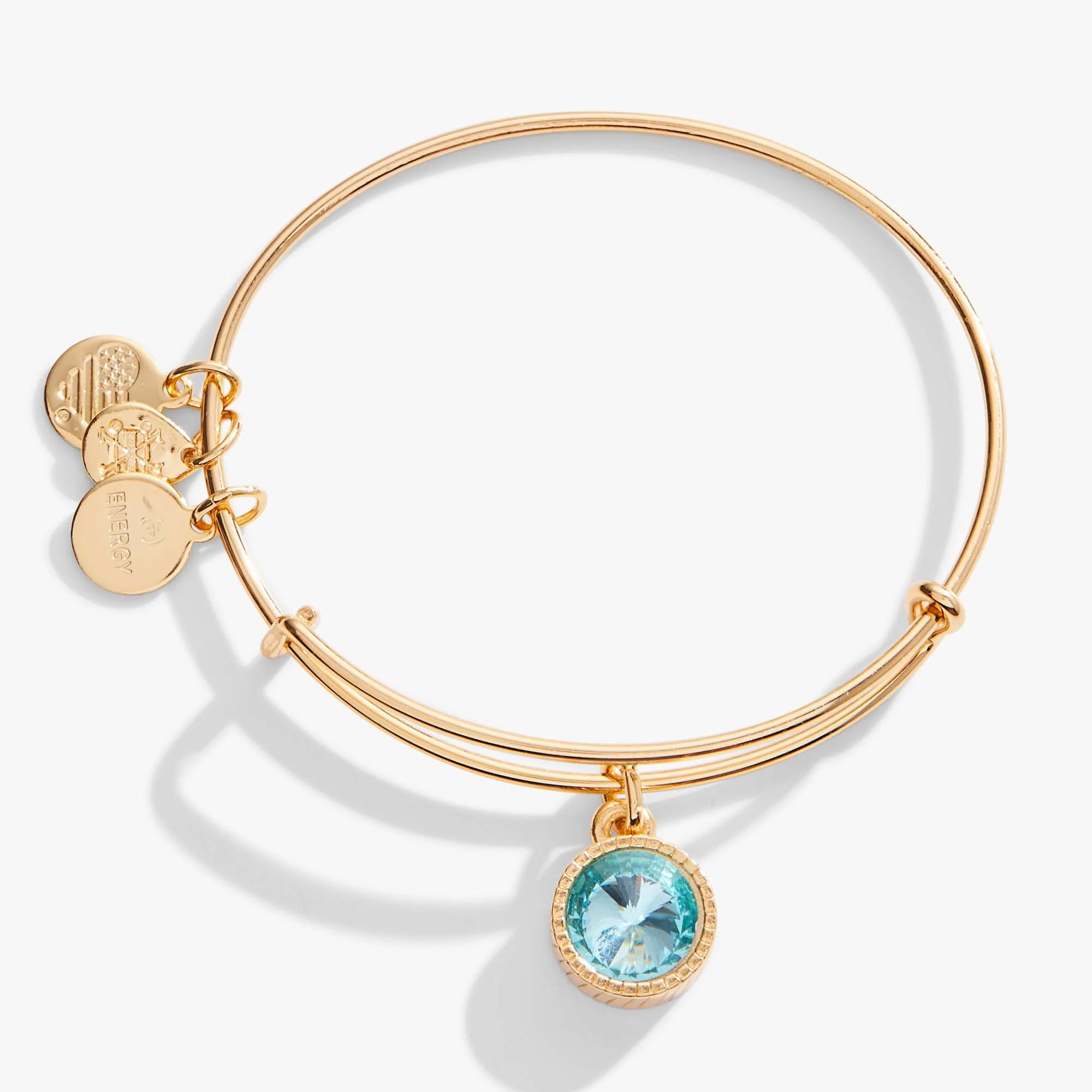March Birthstone Charm Bangle, Aquamarine - Image 4