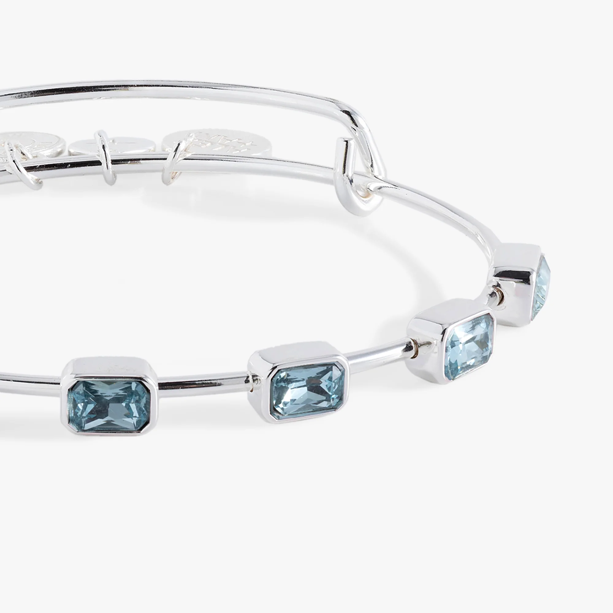 March Birthstone Emerald Cut Bangle - Image 2