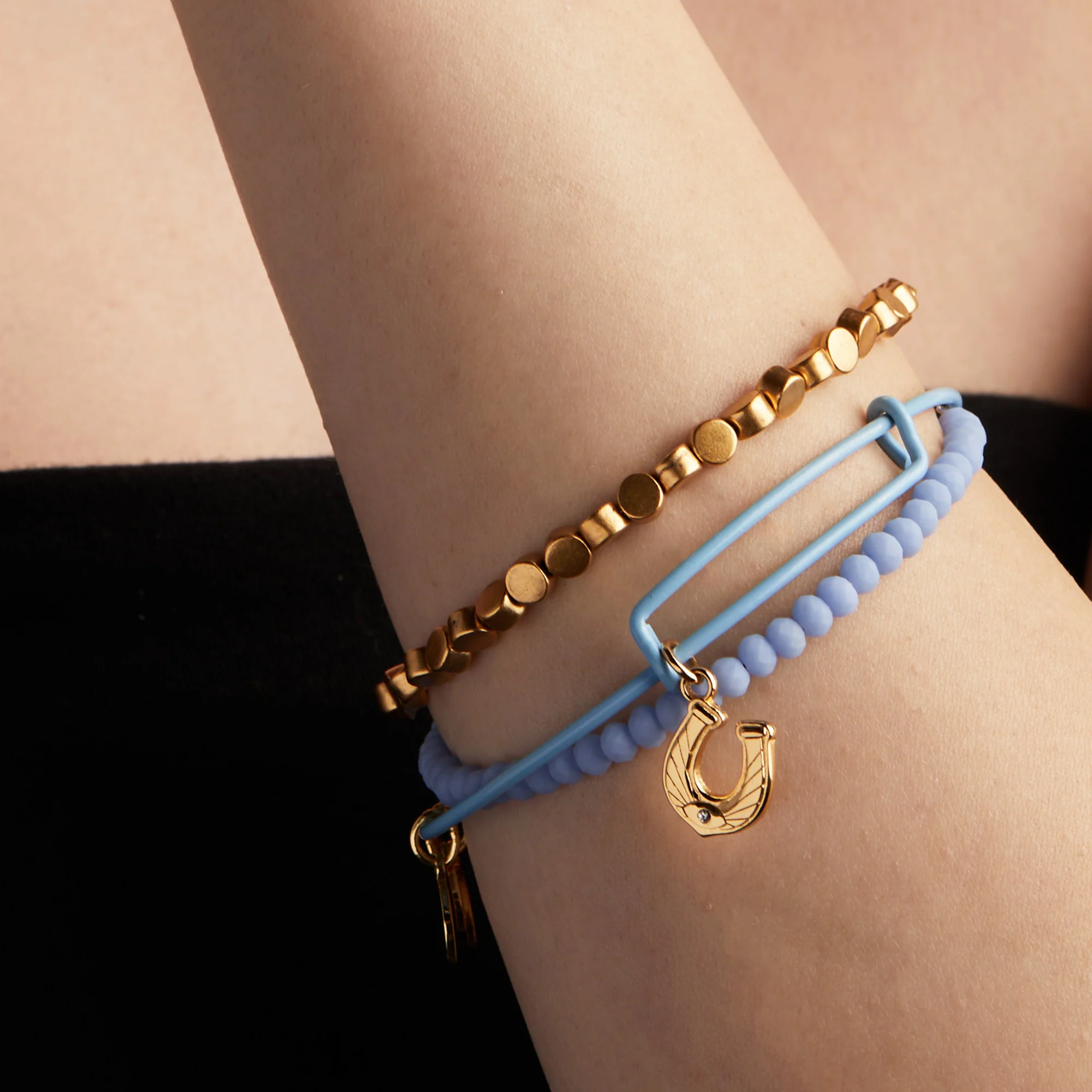 Matte Brilliance Beaded Bangle, Sky Blue - Image 3