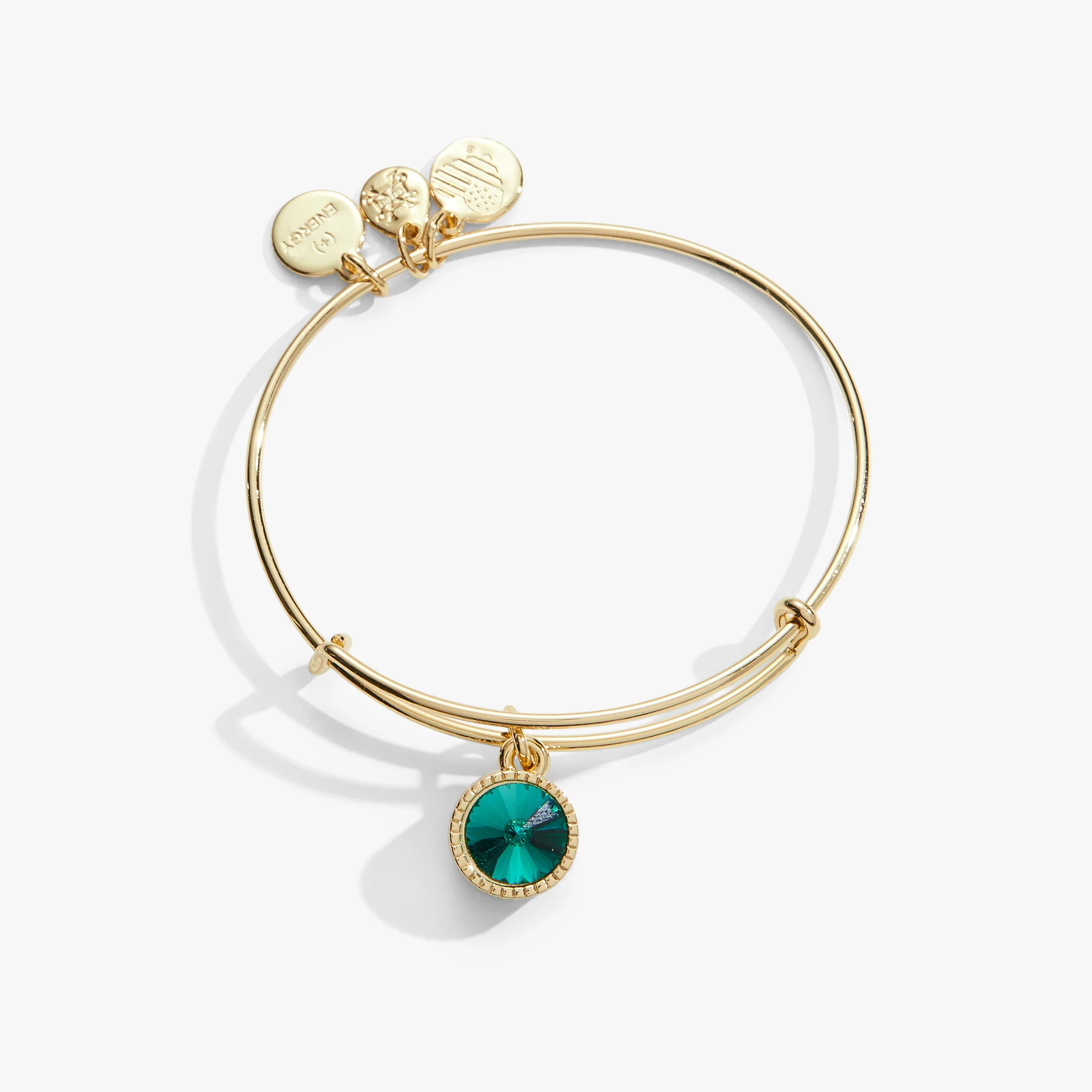 May Birthstone Charm Bangle, Emerald - Image 4