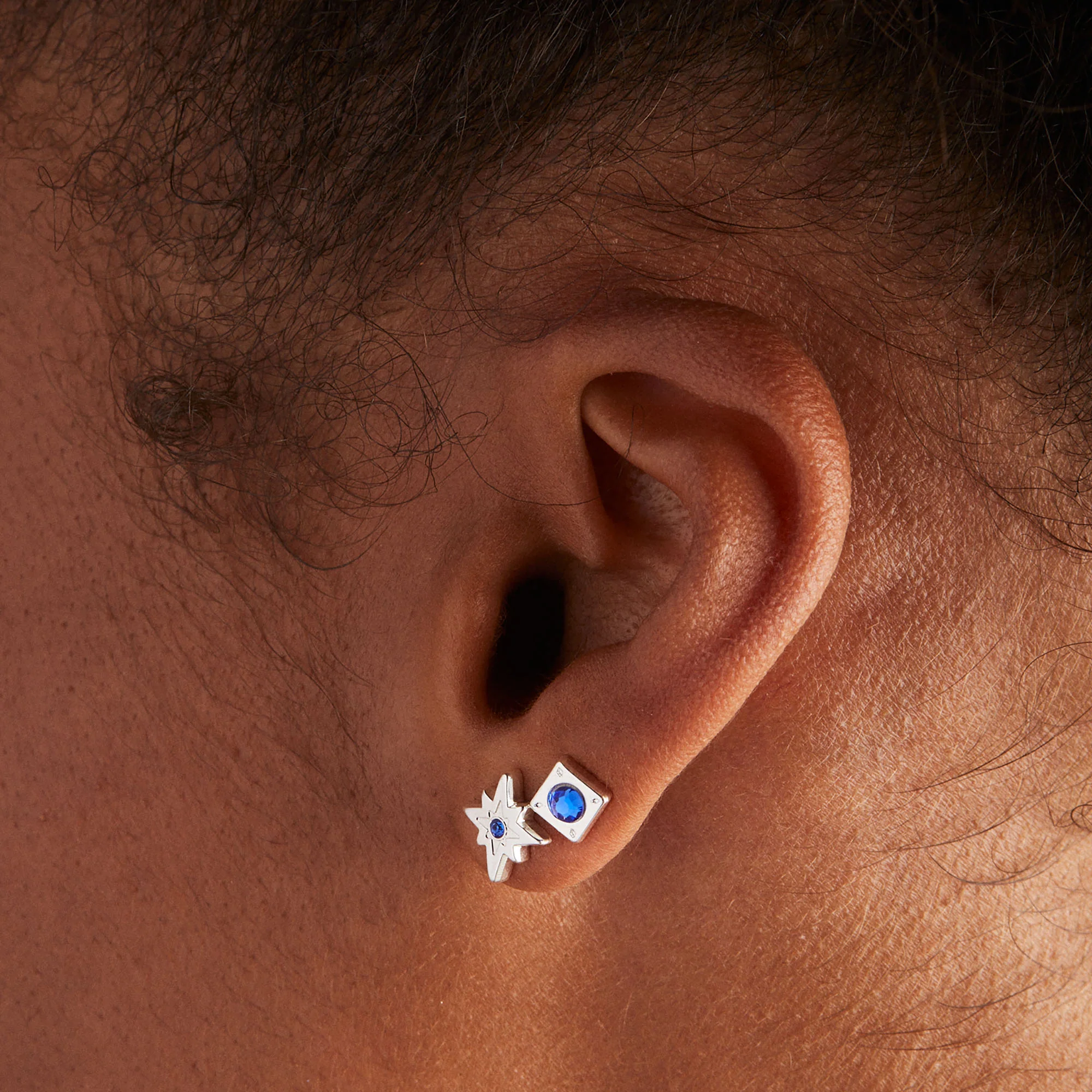 Moon + North Star Stud Earrings, Set of 3 - Image 2