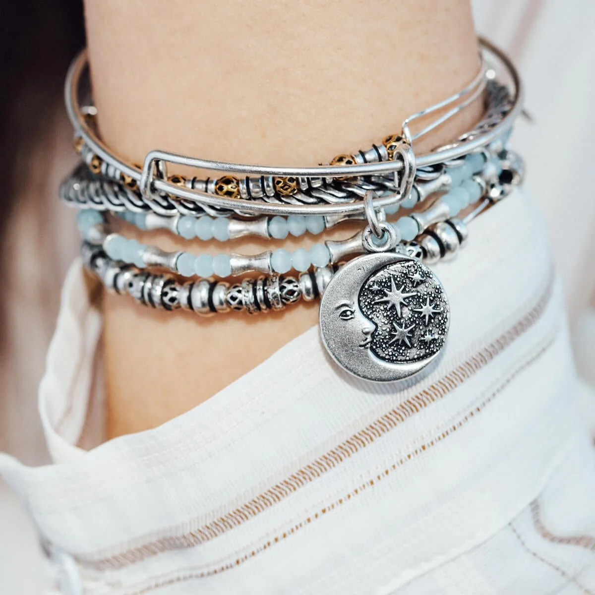 Moon + Star Charm Bangle - Image 3