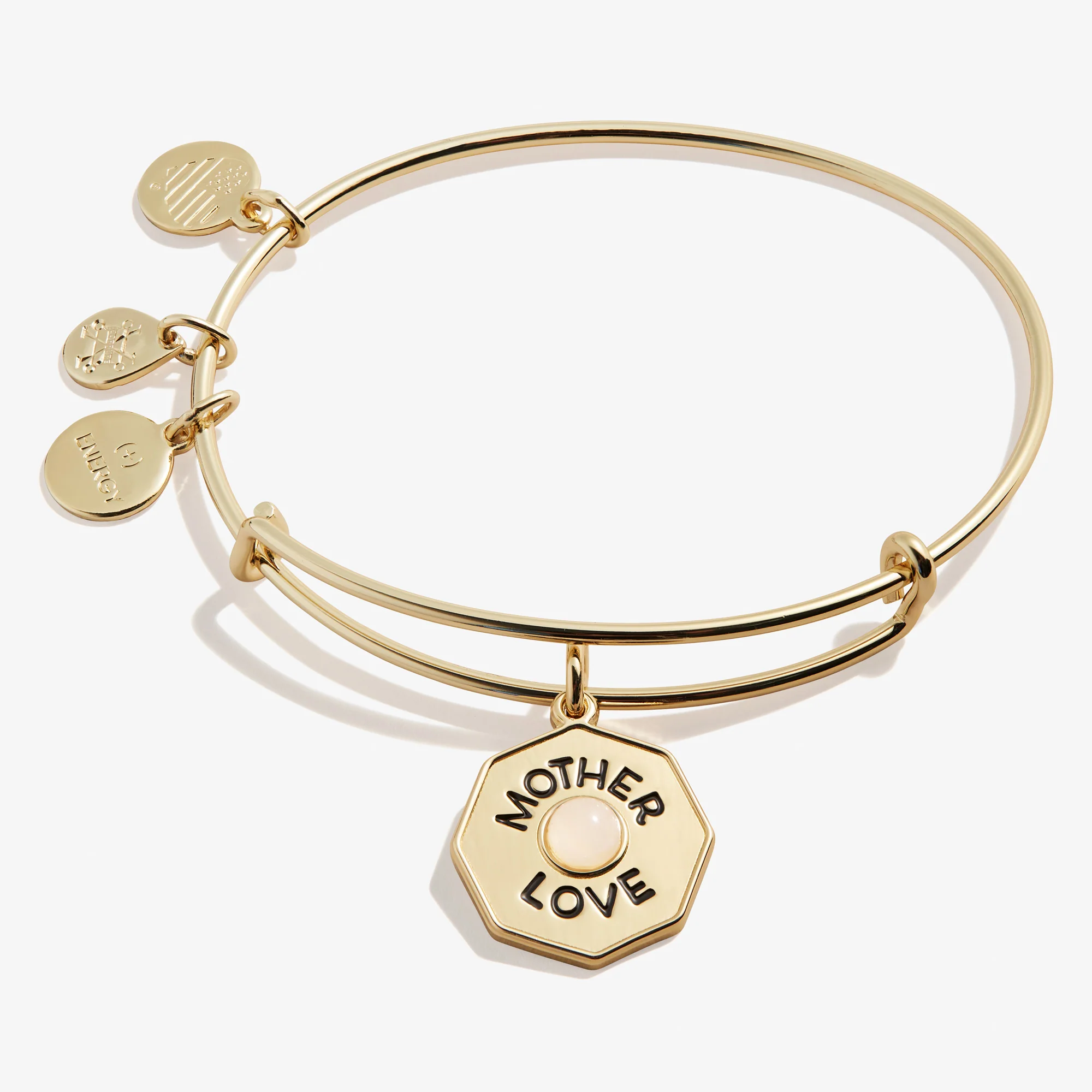 'Mother, Love' Rose Quartz Charm Bangle Bracelet - Image 5