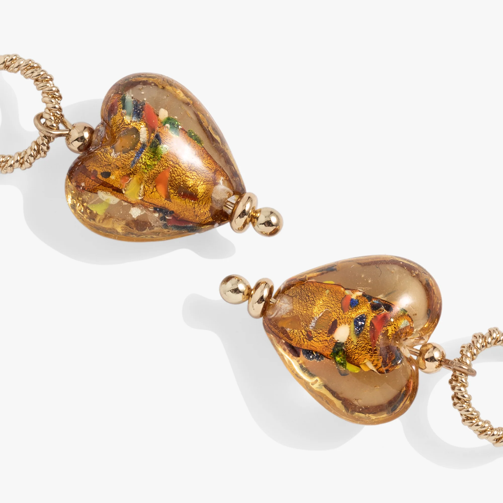Murano Beads Heart Drop Huggie Earring - Image 2