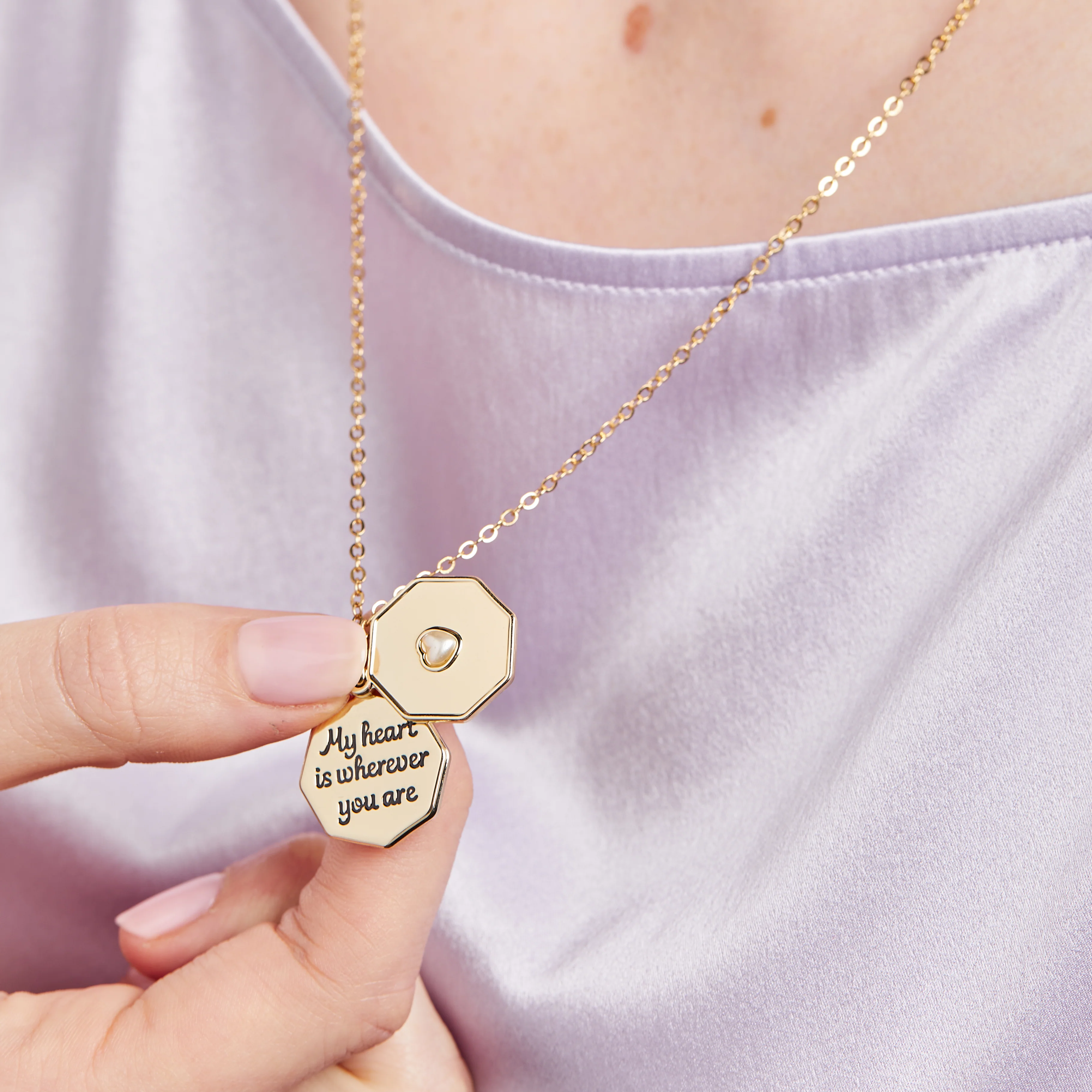 My Heart is Wherever You Are' Slider Necklace, Adjustable - Image 4