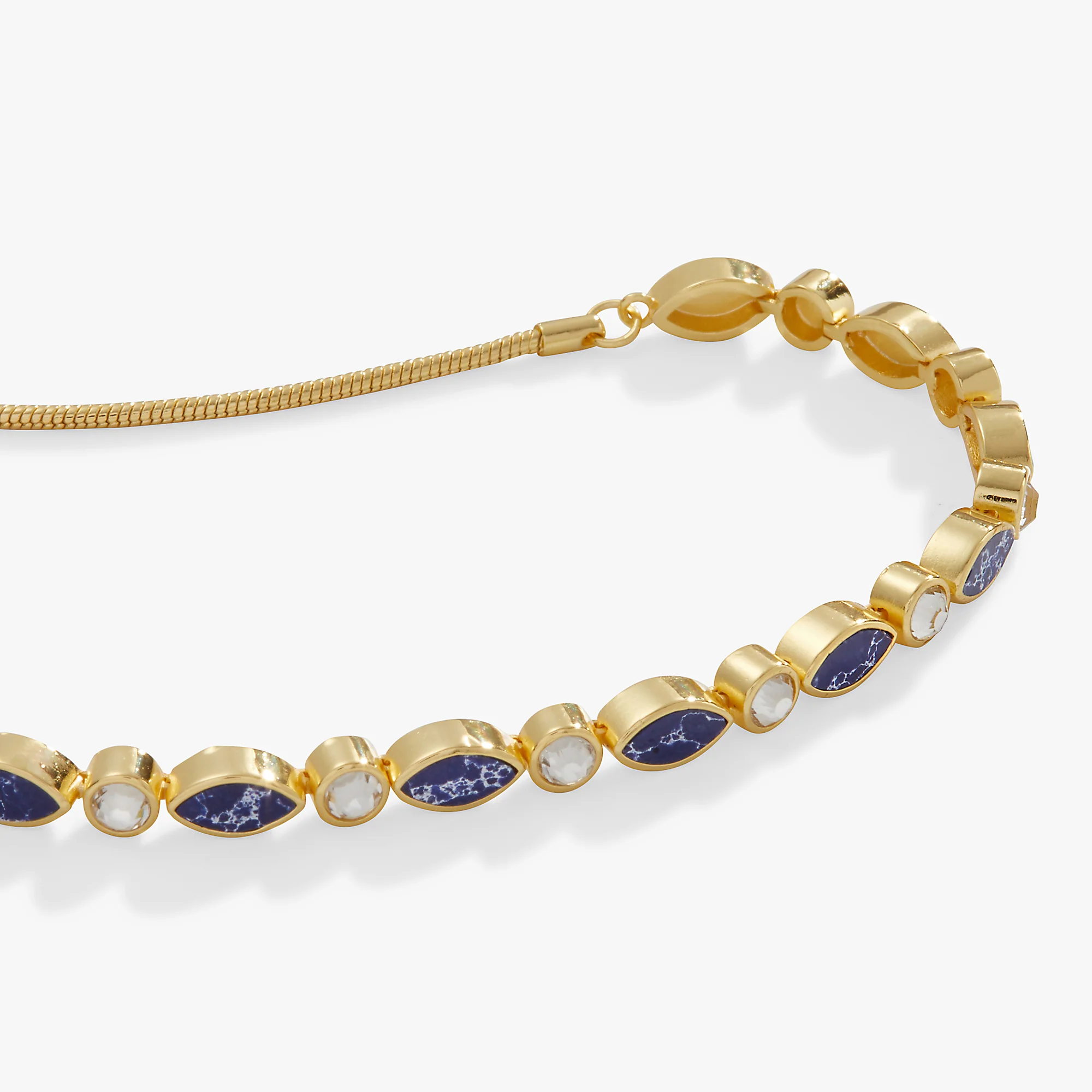 Navette Stone + Crystal Bolo Tennis Bracelet - Image 3