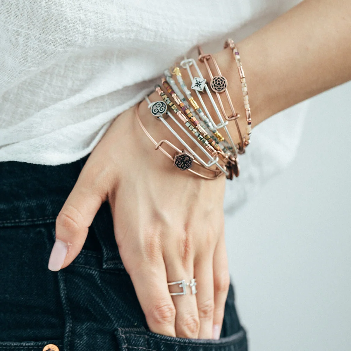 New Beginnings Symbol Bead Bangle - Image 5