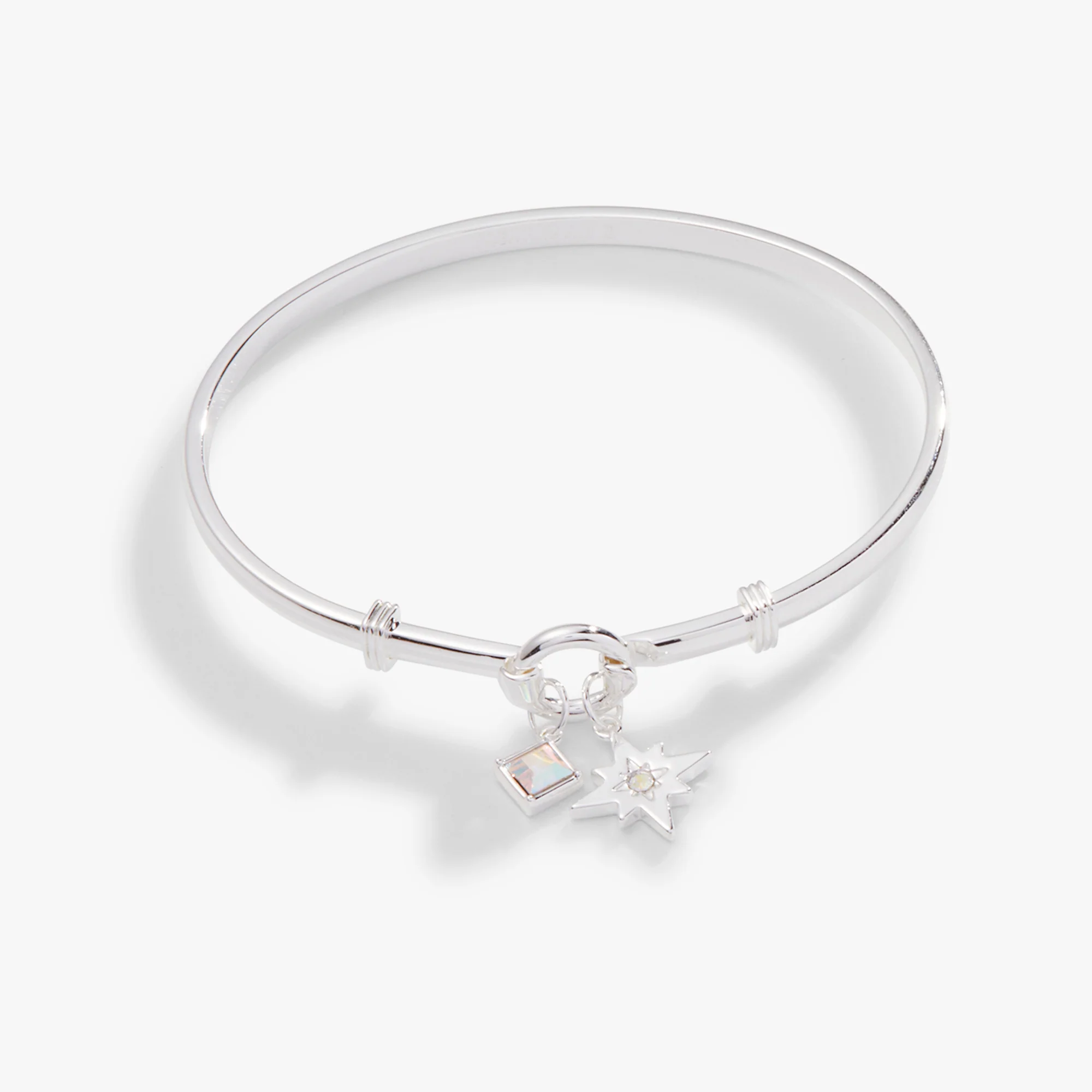 North Star + Crystal Charm Clip Bangle - Image 3