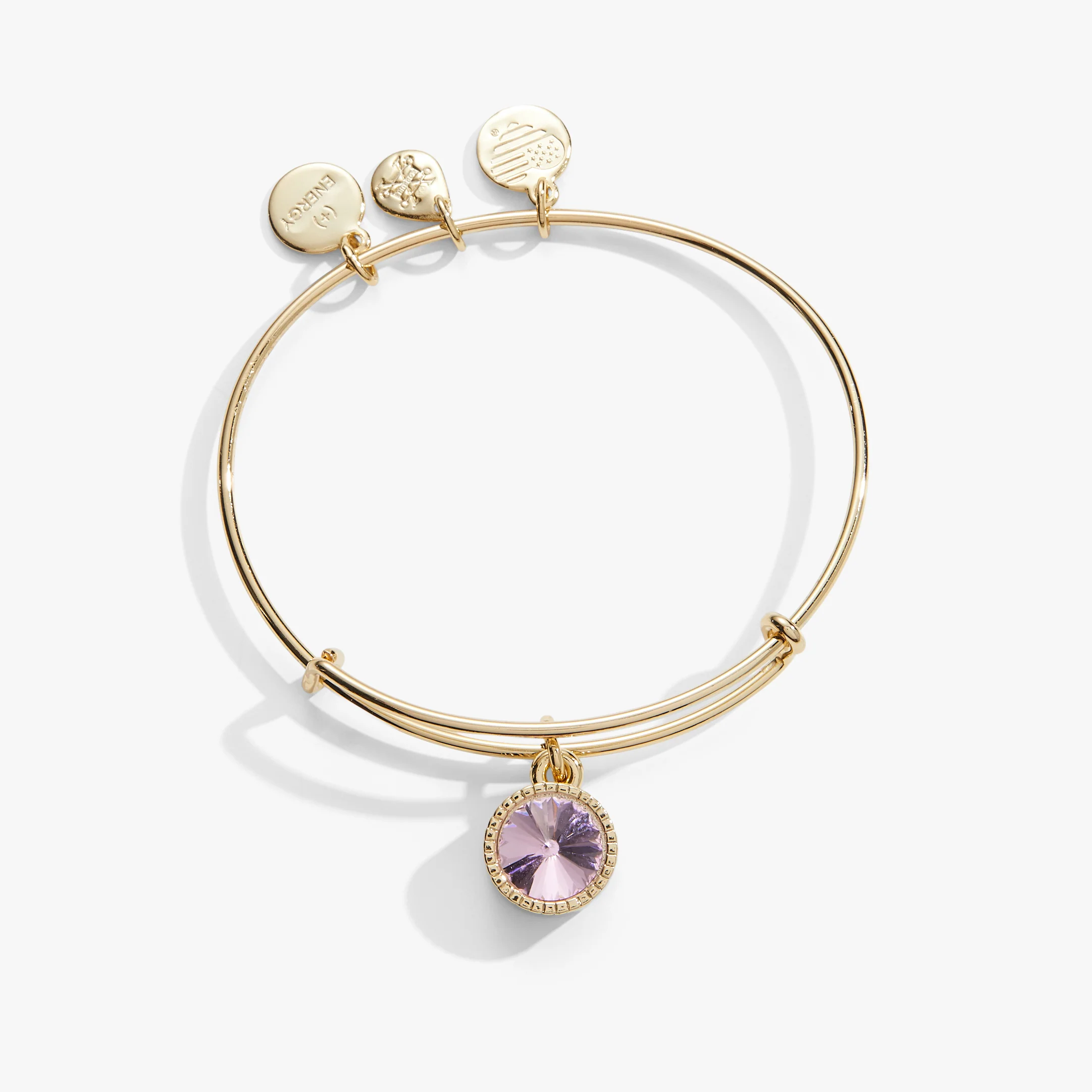 October Birthstone Charm Bangle, Rose - Image 4