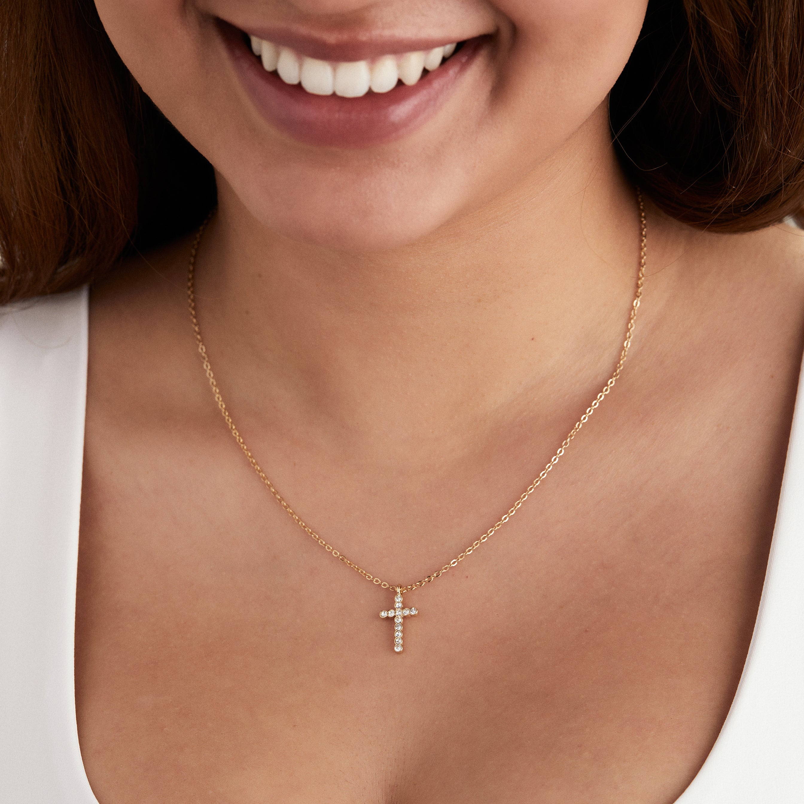 Pavé Cross Necklace, Adjustable - Image 5