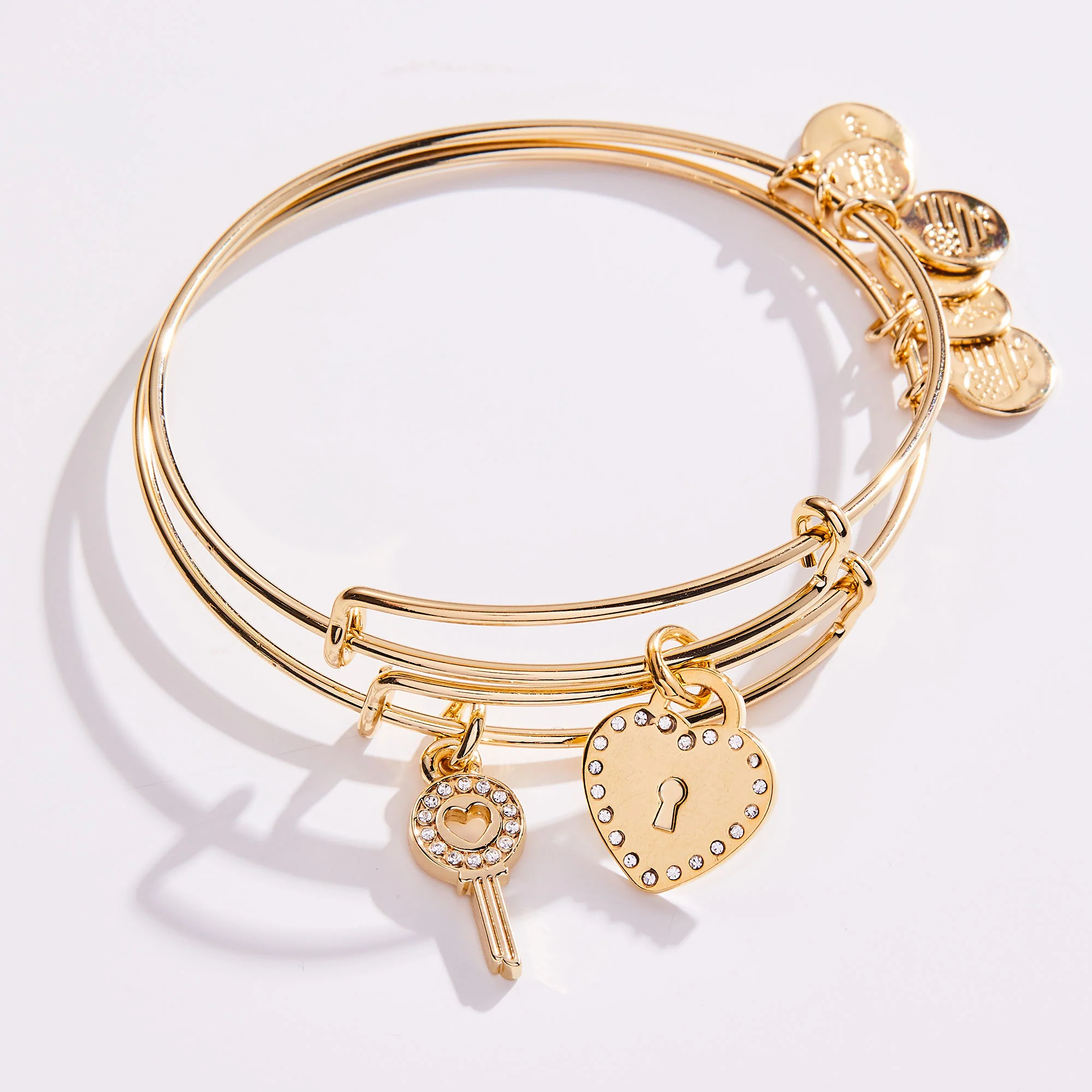 Pavé Key to Love Charm Bangle Bracelets, Set of 2 - Image 3