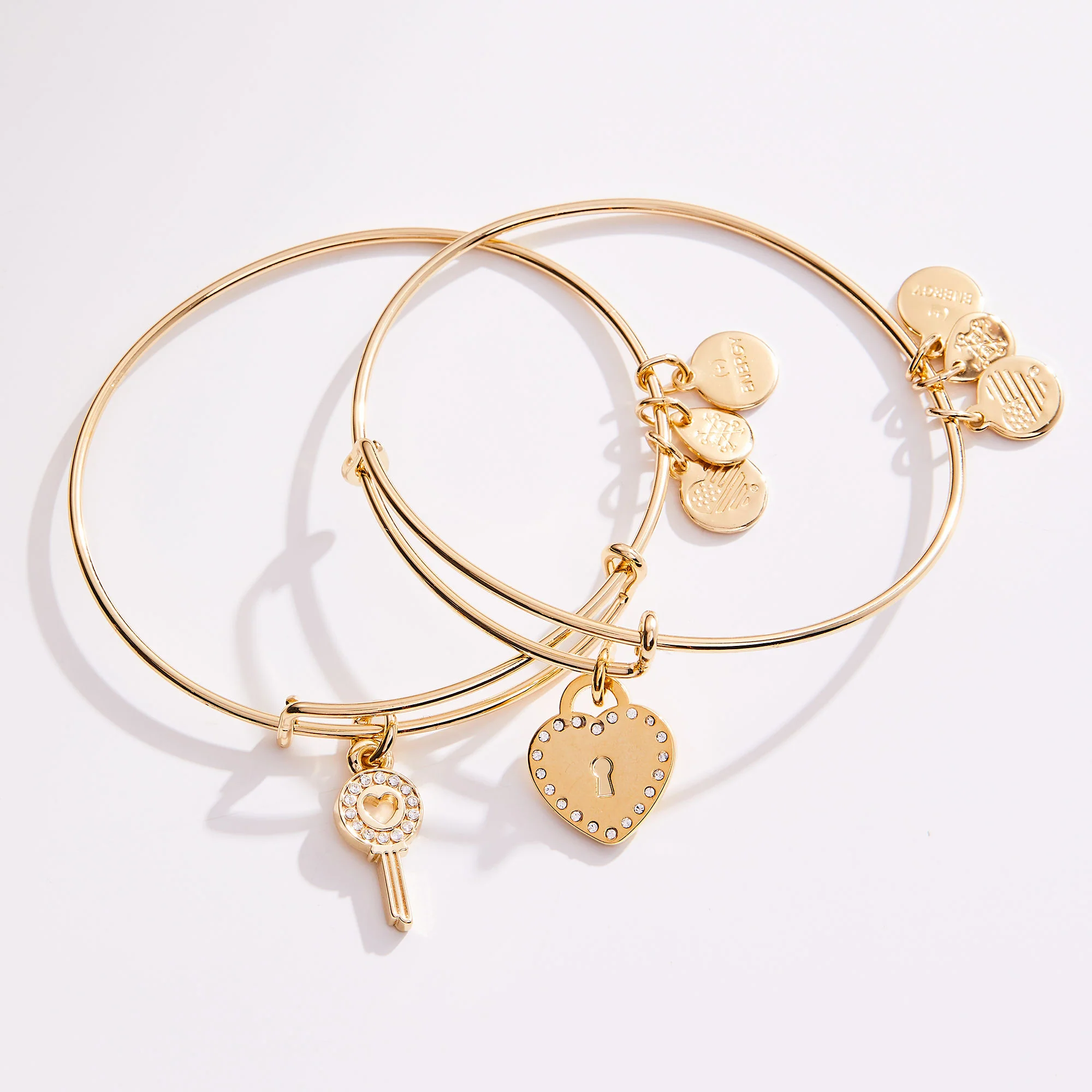 Pavé Key to Love Charm Bangle Bracelets, Set of 2 - Image 4