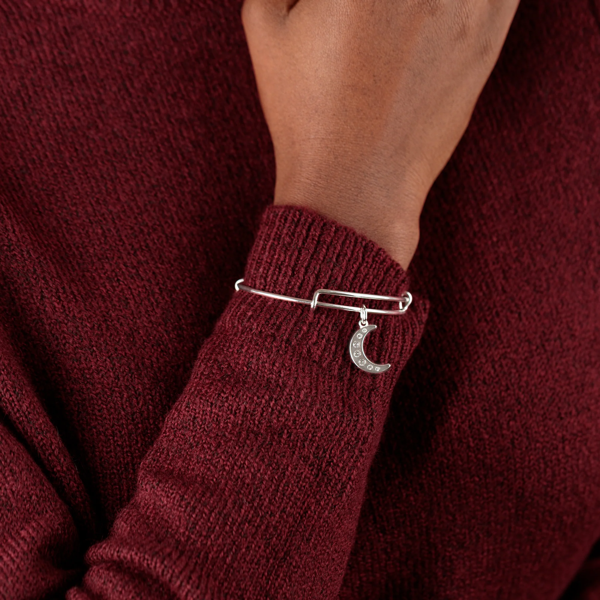 Pavé Moon Charm Bangle - Image 2