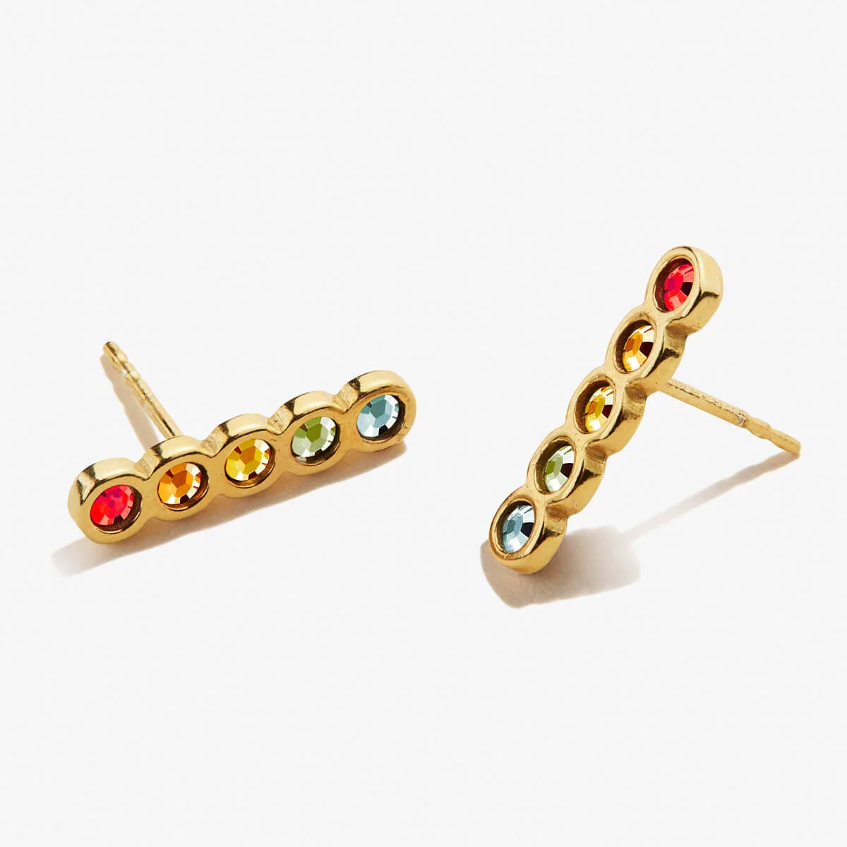 Pavé Rainbow Bar Stud Earrings - Image 3