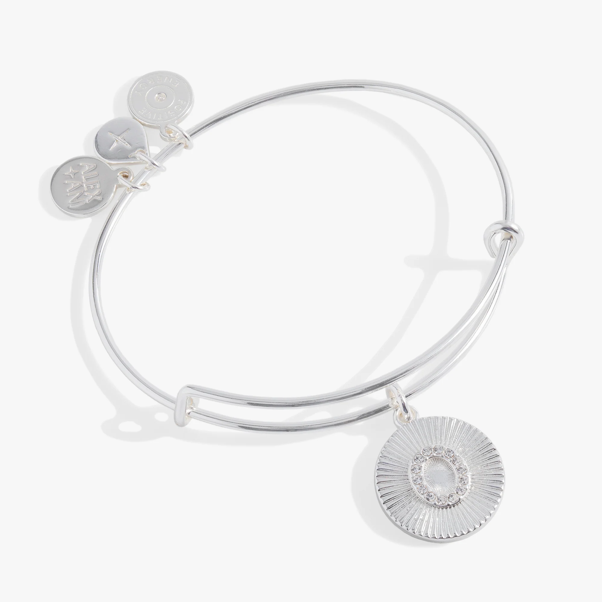 Initial O Pave Starburst Texture Bangle - Image 3