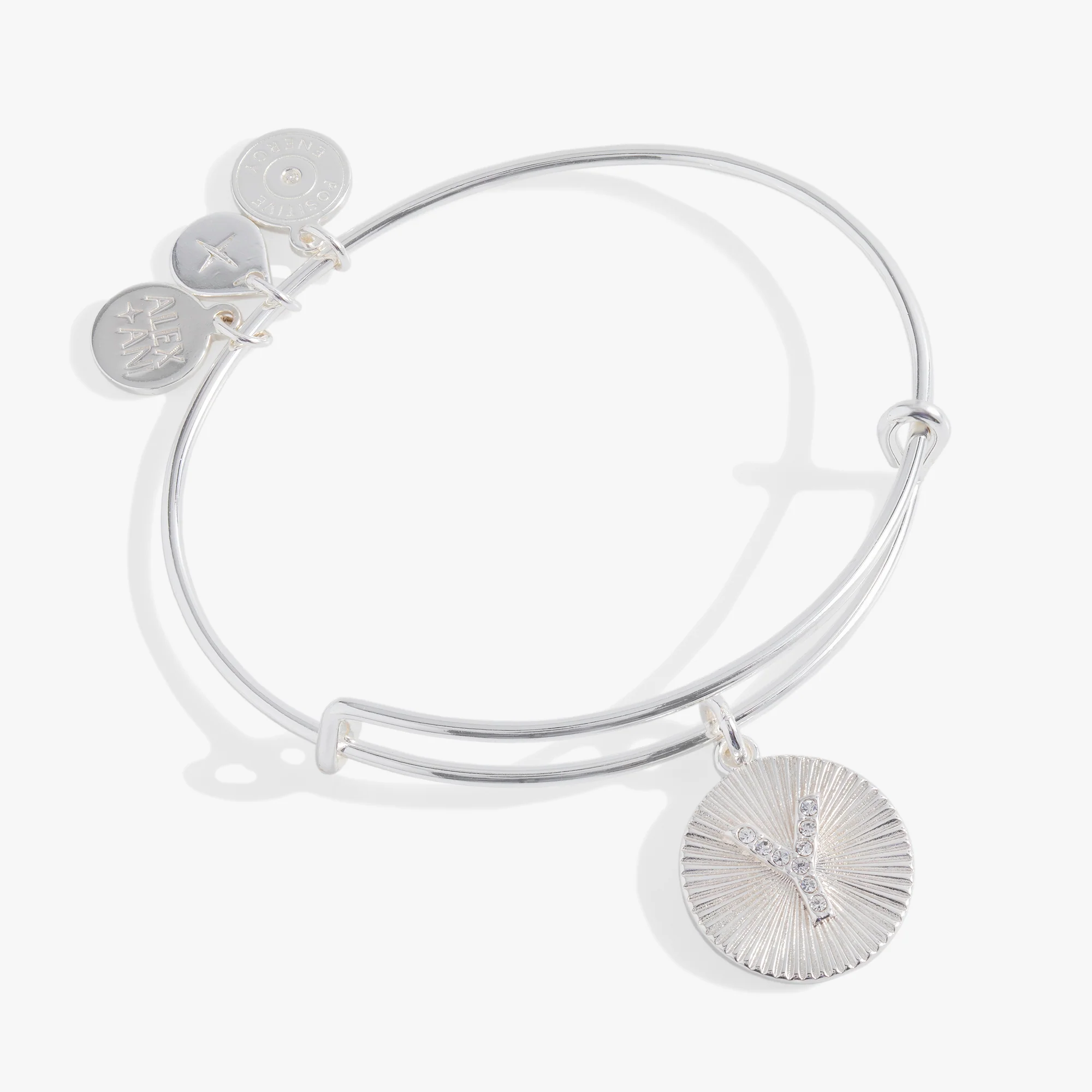 Initial Y Pave Starburst Texture Bangle - Image 3