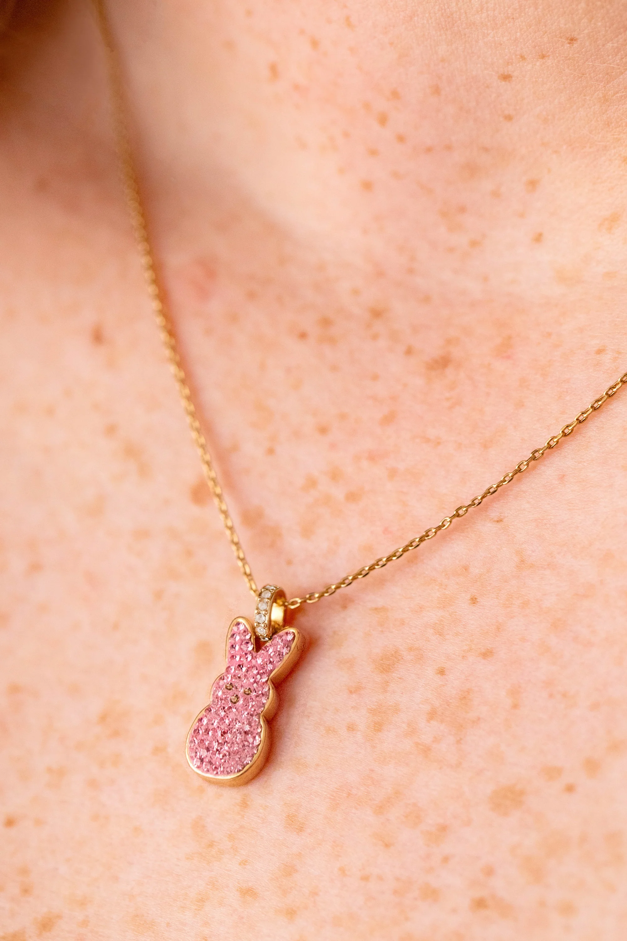 PEEPS® Pink Crystal Bunny Pendant Necklace - Image 8