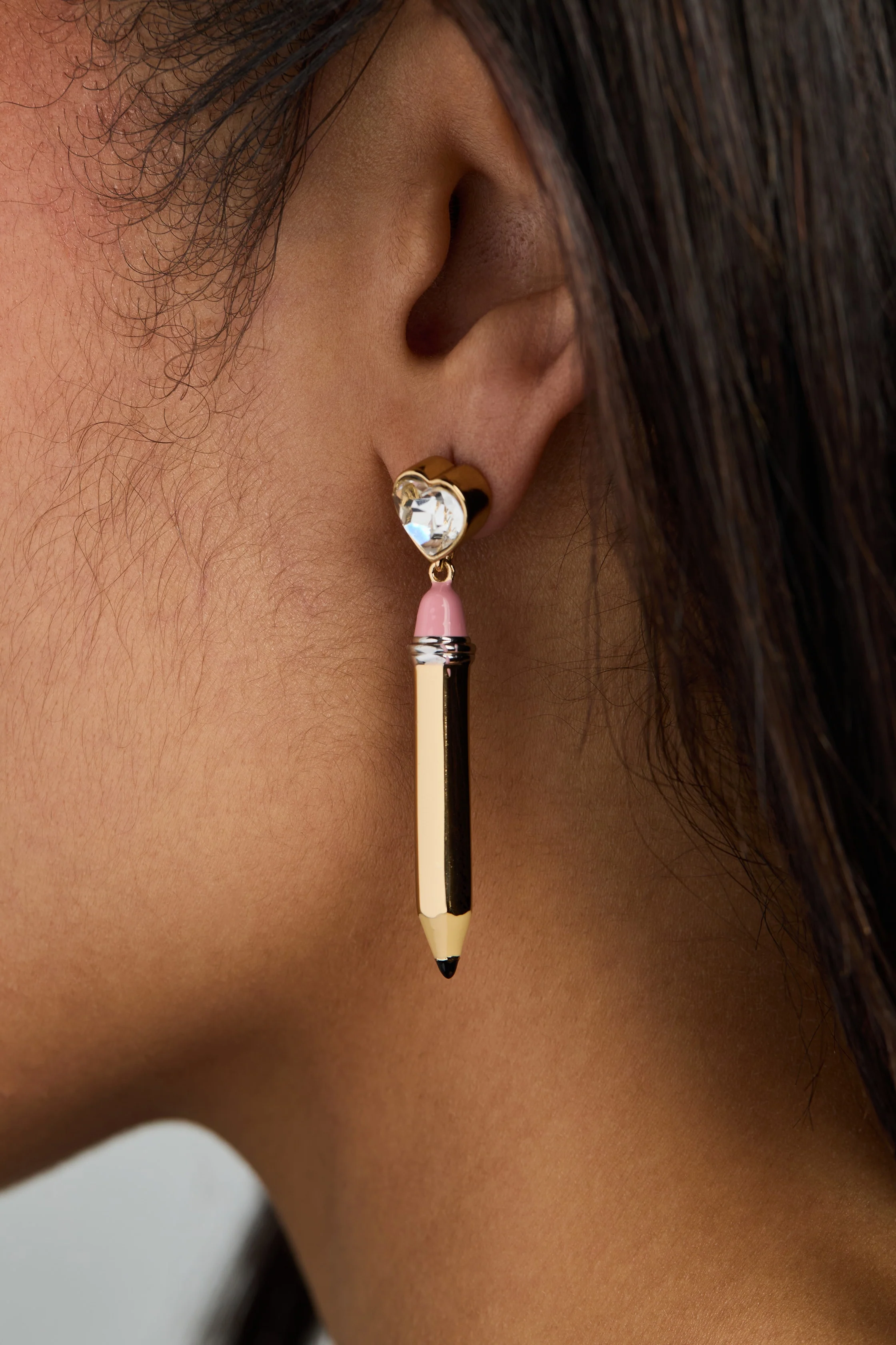 Pencil Heart Drop Earrings - Image 2
