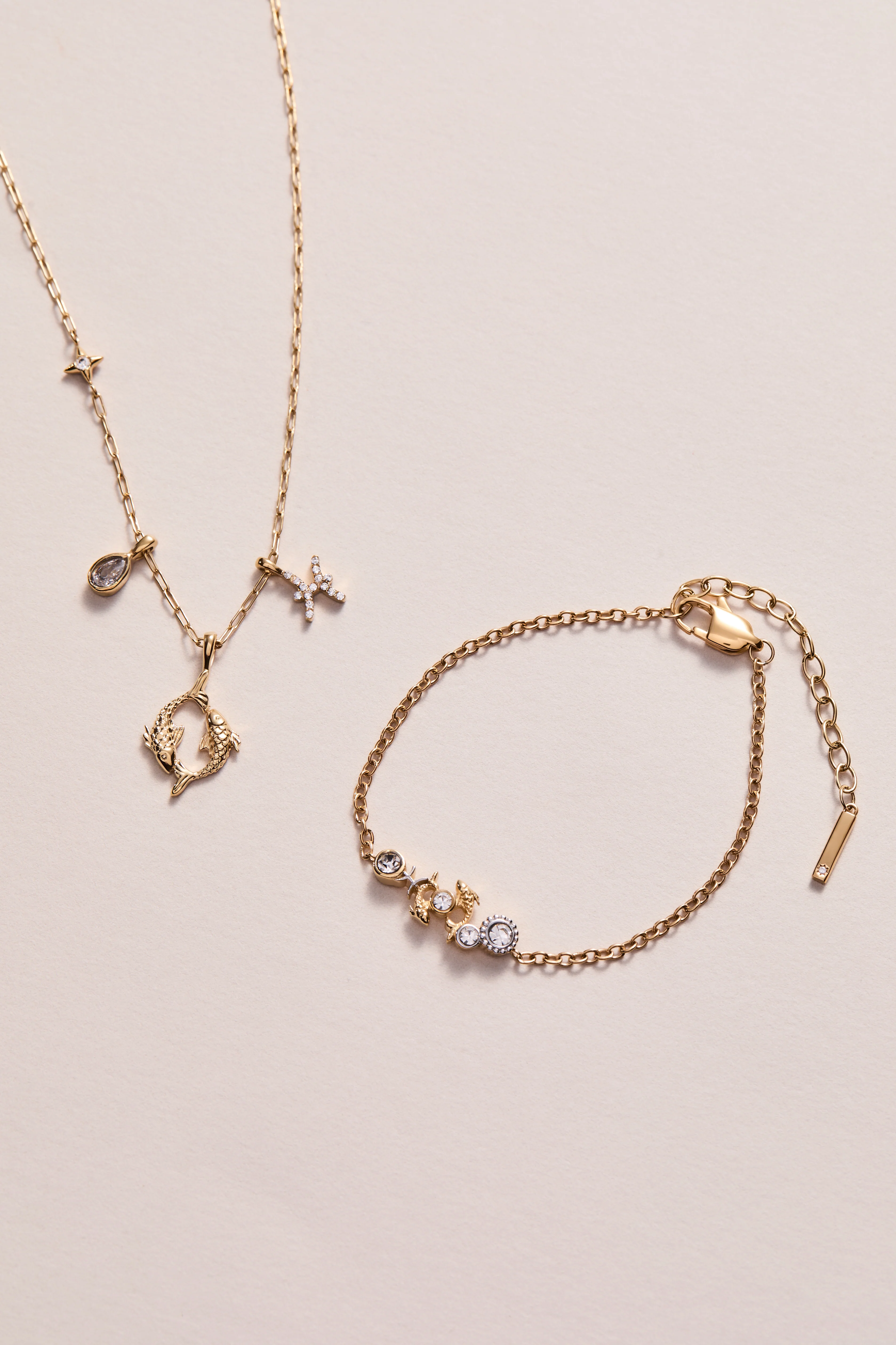Pisces Zodiac Charm Cluster Necklace - Image 7