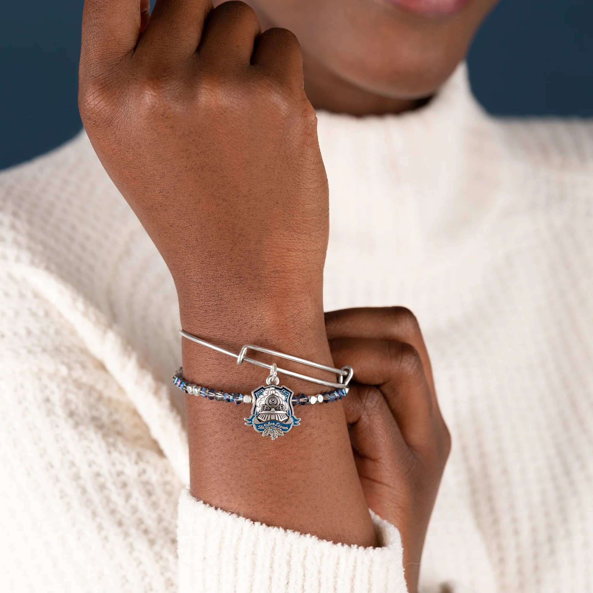 The Polar Express™ Train Charm Bangle + Beaded Bangle, Set of 2 - Image 3