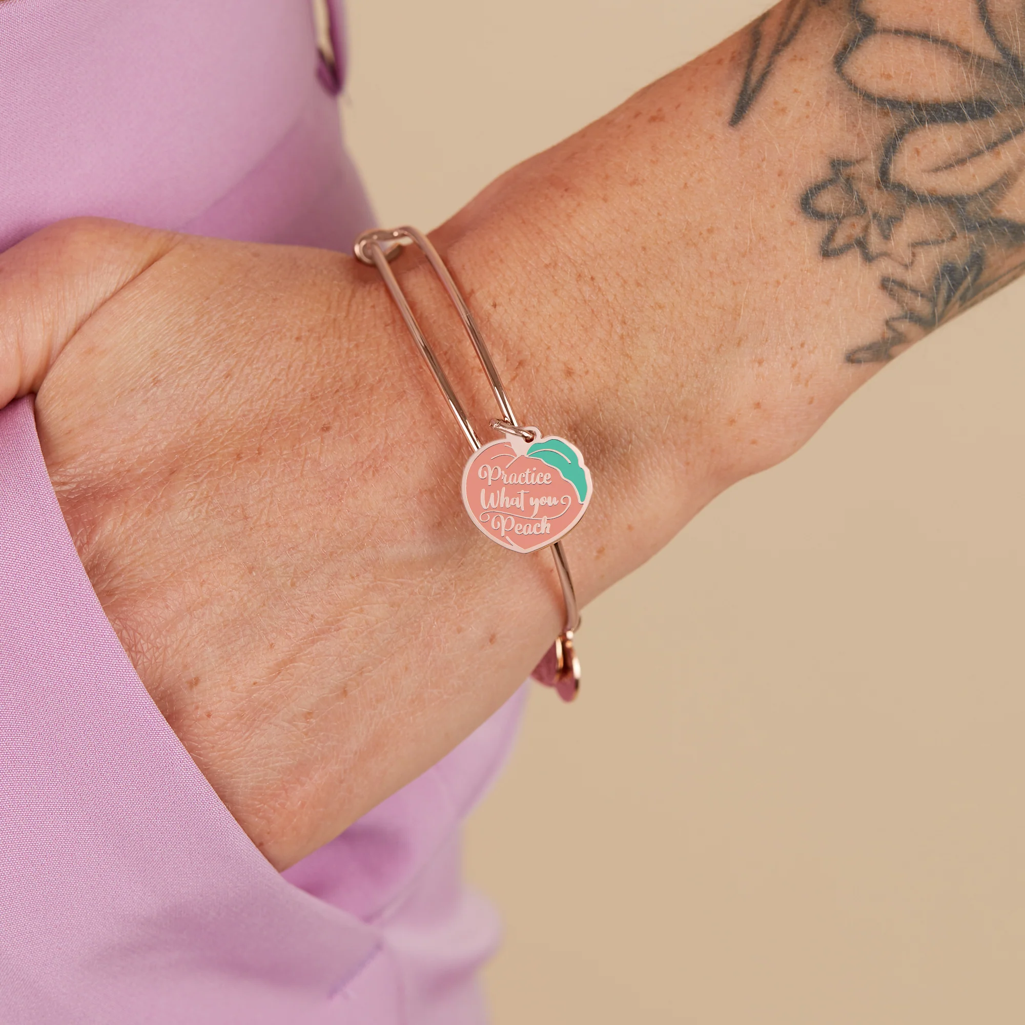 Practice What You Peach' Charm Bangle - Image 2
