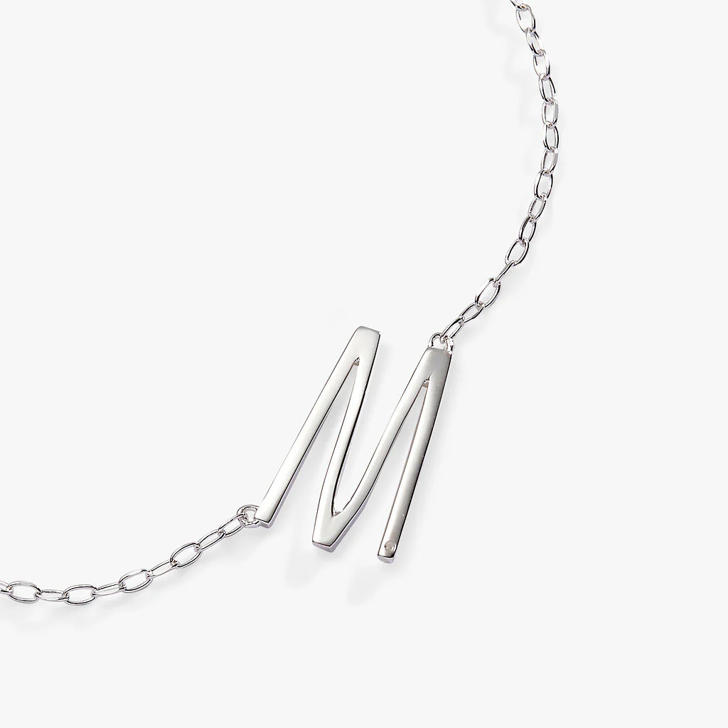 Initial M Precious Elongated Necklace - Image 4