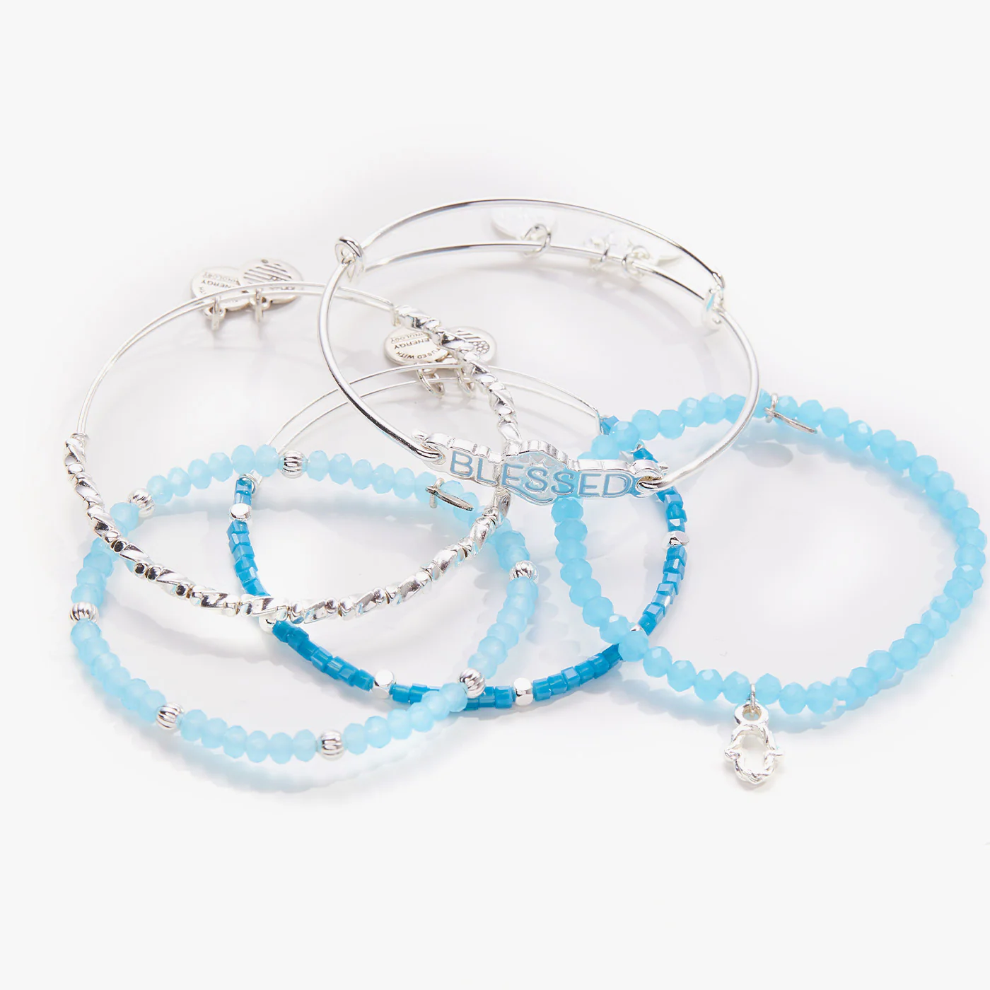 Protected and Blessed Charm Bangles, Set of 5 - Image 2