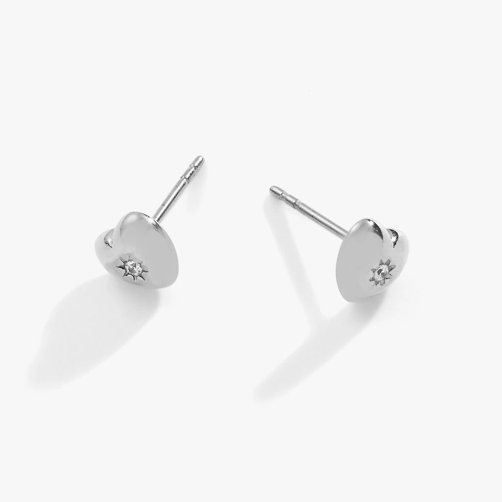 Crystal Puffy Heart Mini Stud Earrings - Image 2