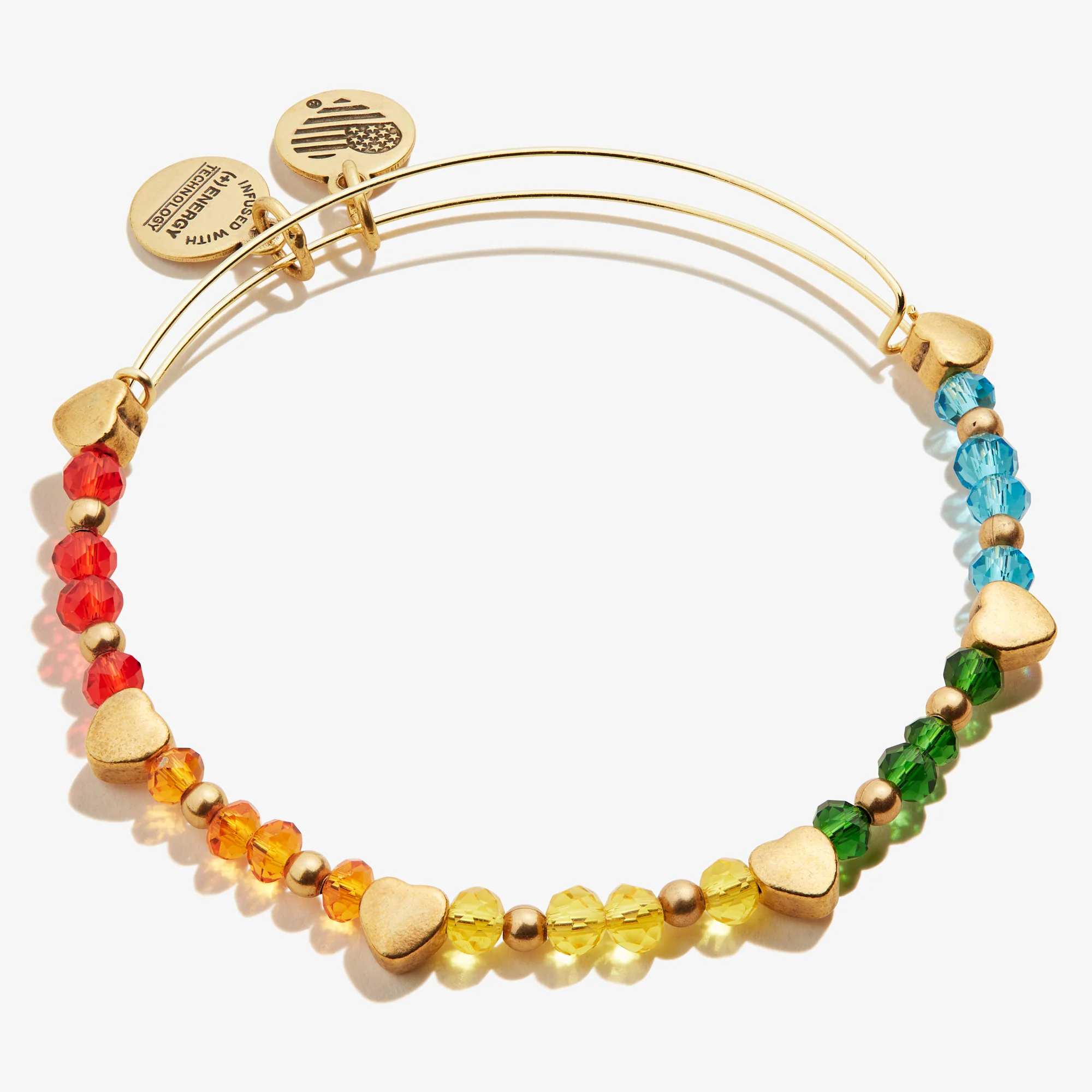Rainbow Heart Beaded Bangle - Image 3