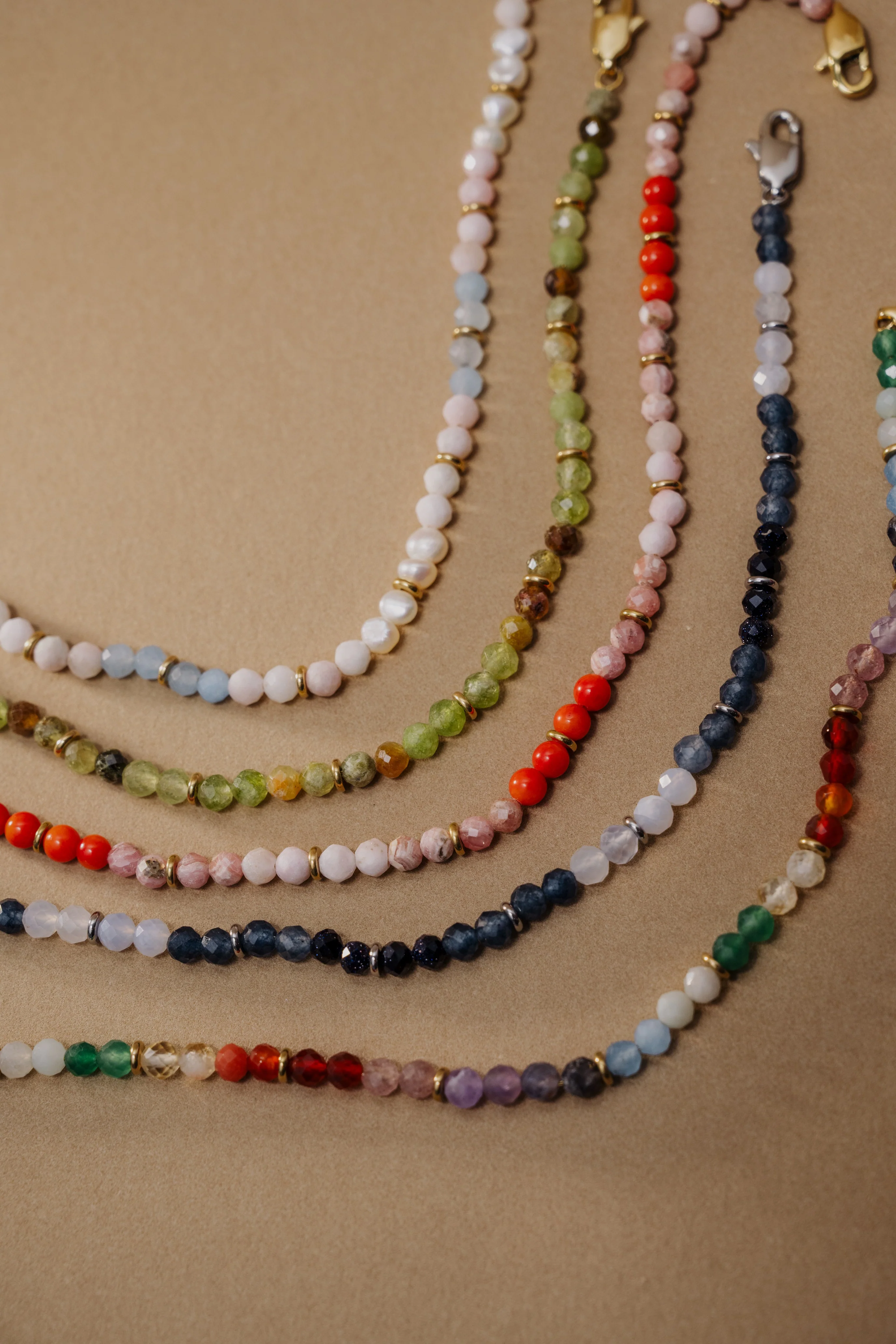Sandy Peach Ombre Semi-Precious Beaded Anklet - Image 4
