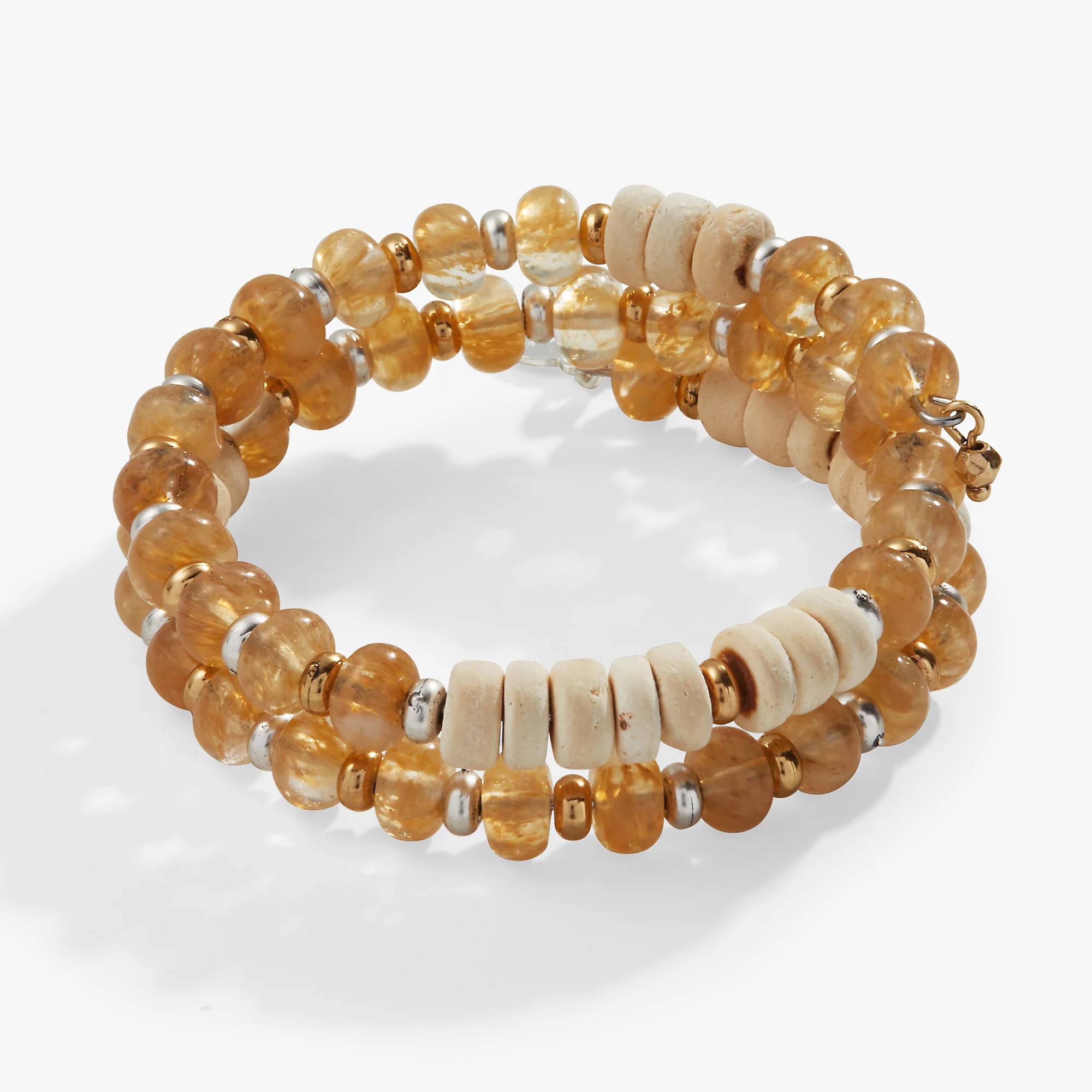 Rutilated Quartz + Wood Beaded Wrap Bracelet - Image 2
