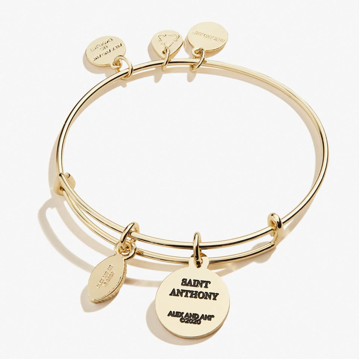 Tiger's Eye Gemstone + Saint Anthony Duo Charm Bangle - Image 2