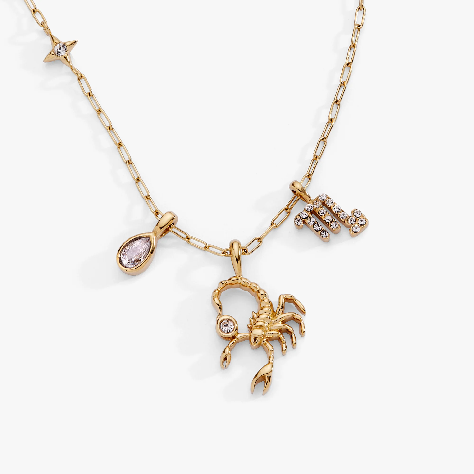 Scorpio Zodiac Charm Cluster Necklace - Image 3