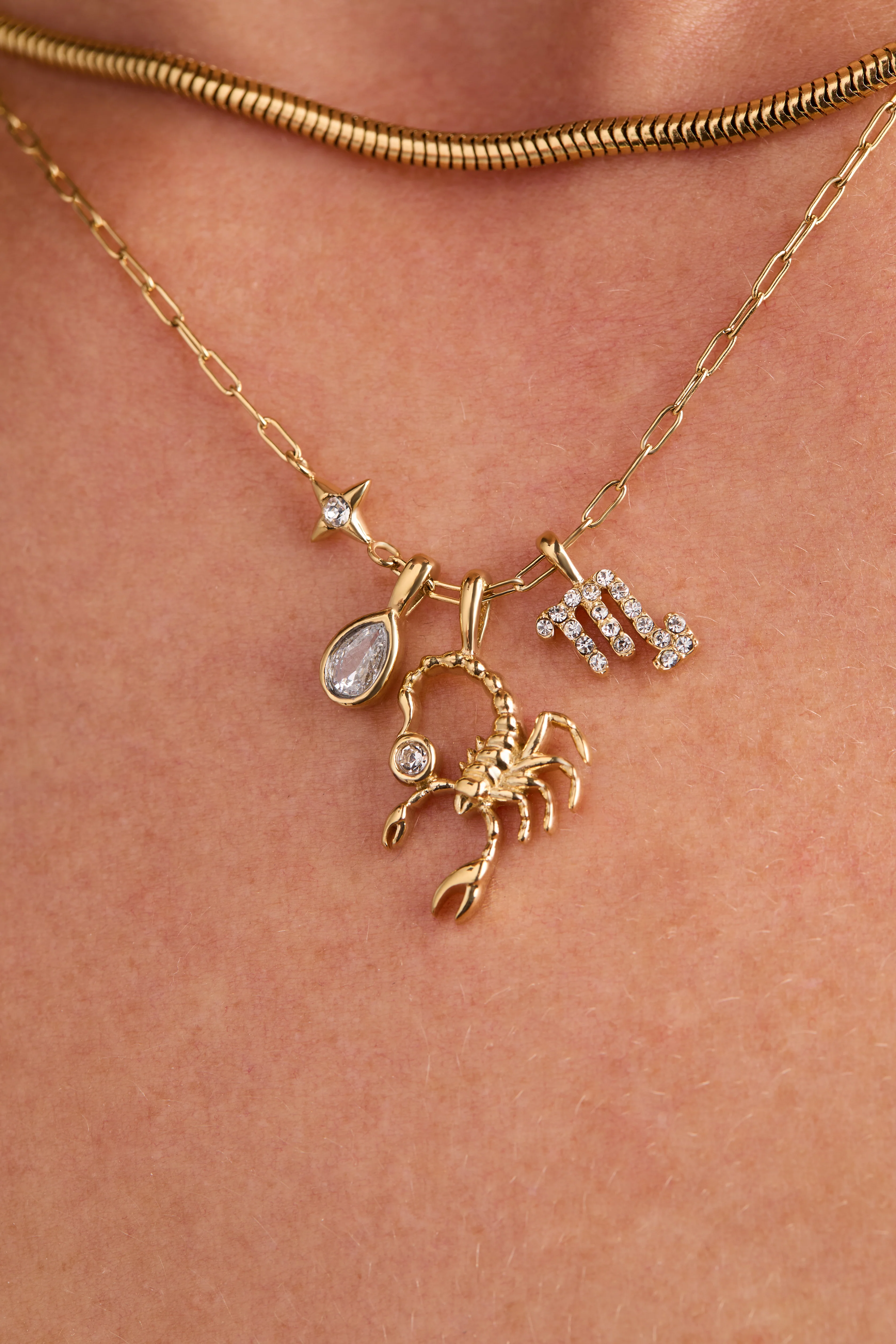 Scorpio Zodiac Charm Cluster Necklace - Image 6