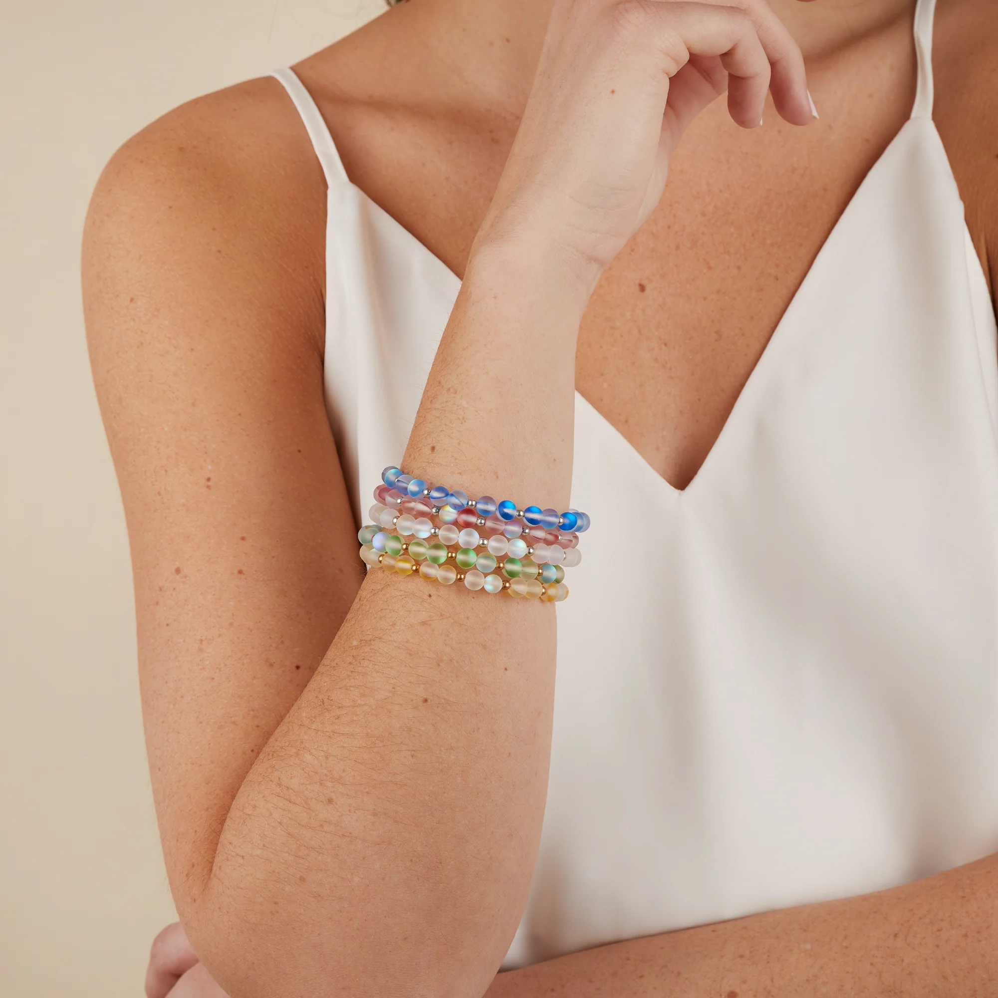 Seaglass Beaded Bangle, Nautical Blue - Image 2