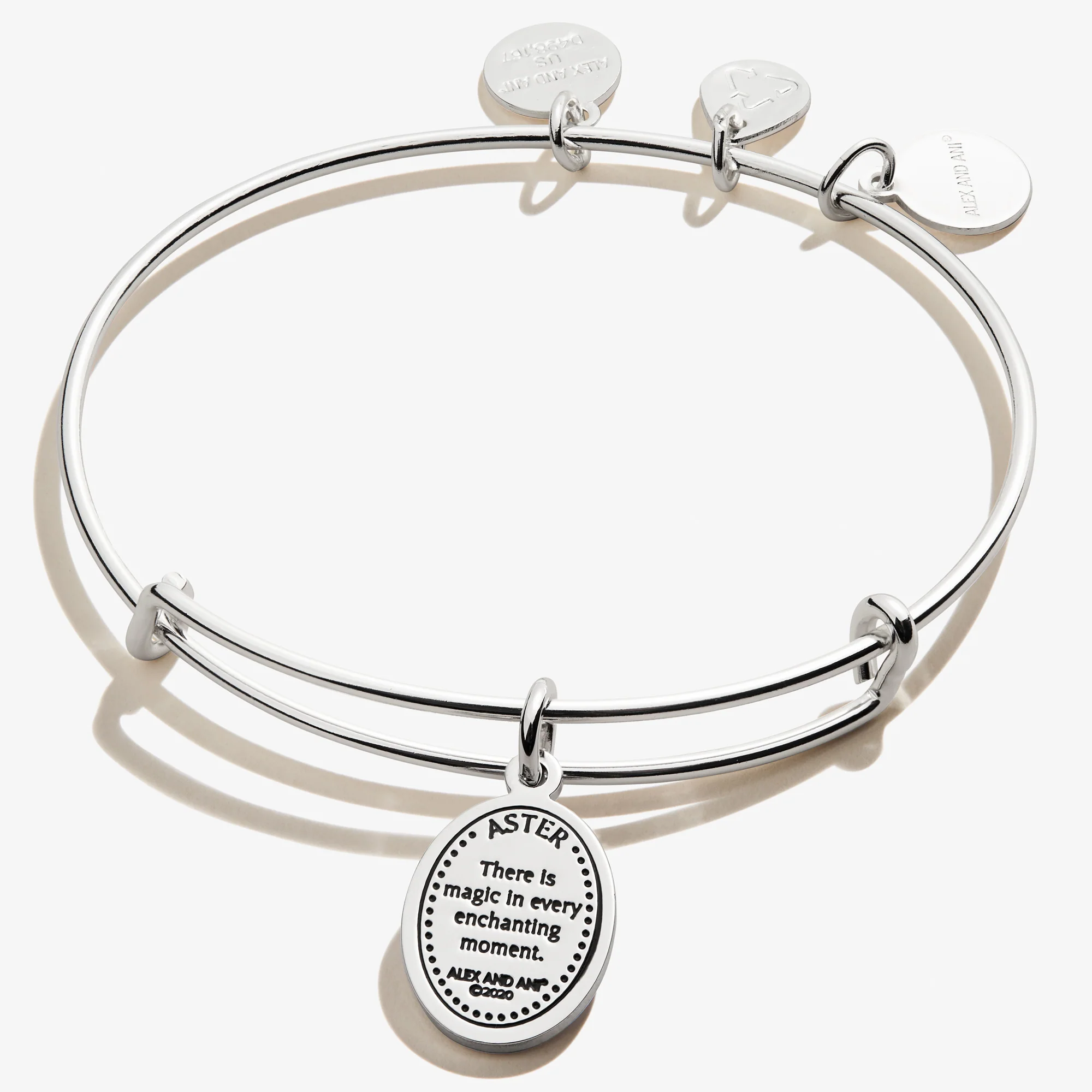 September Aster Flower Charm Bangle - Image 2