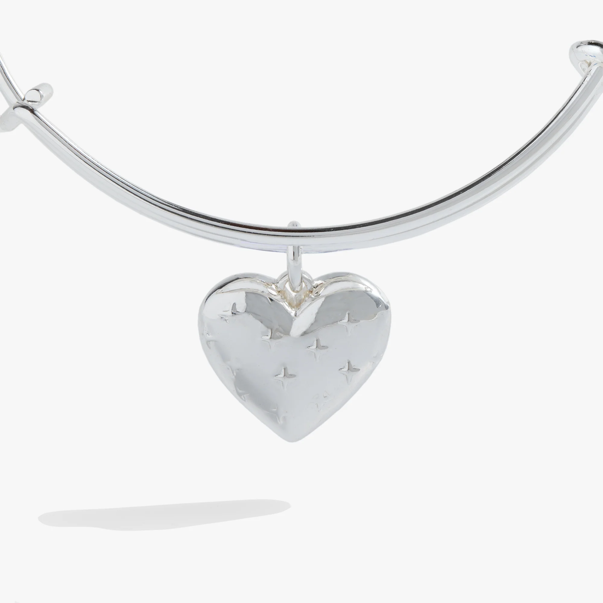 Silver Metal Heart Charm Bangle - Image 2